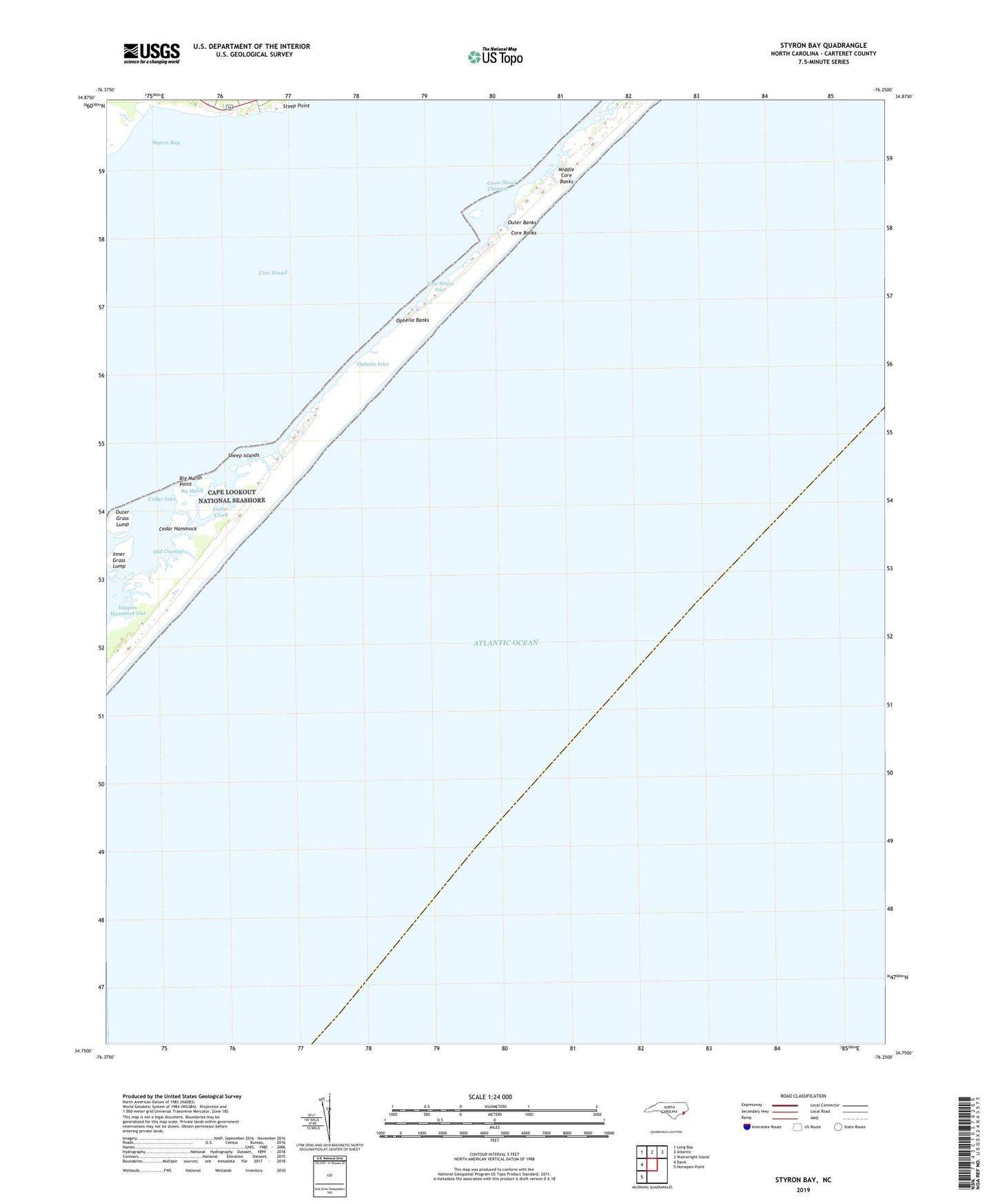 Styron Bay North Carolina US Topo Map Image