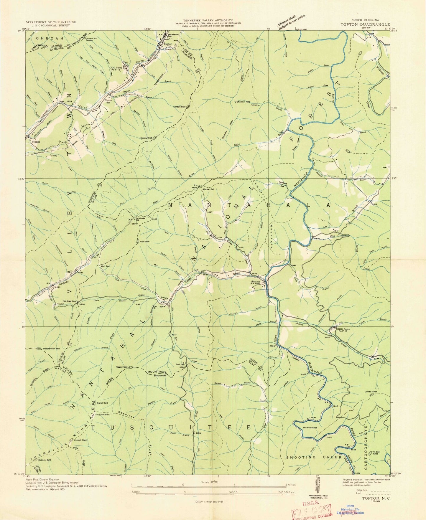 Classic USGS Topton North Carolina 7.5'x7.5' Topo Map Image