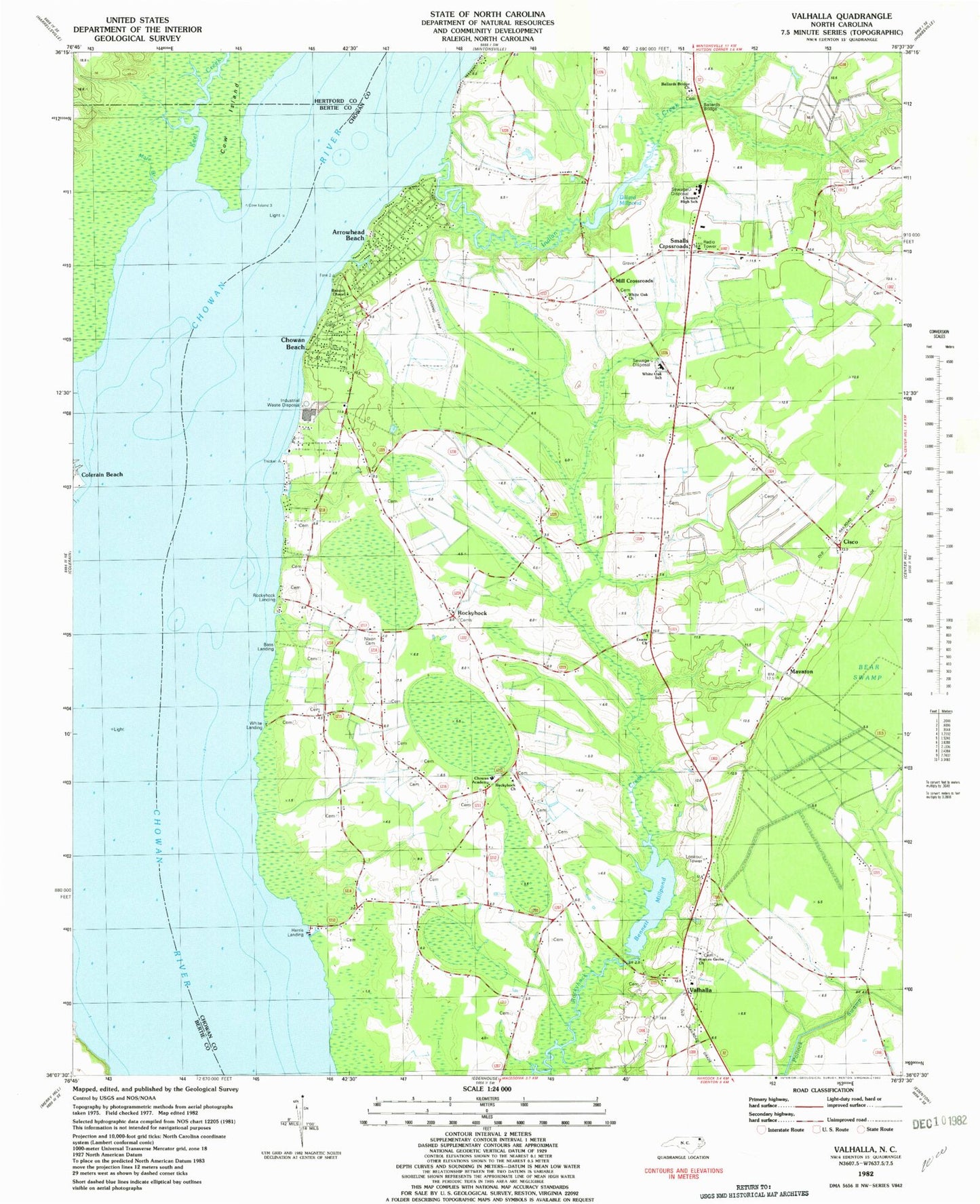 Classic USGS Valhalla North Carolina 7.5'x7.5' Topo Map Image