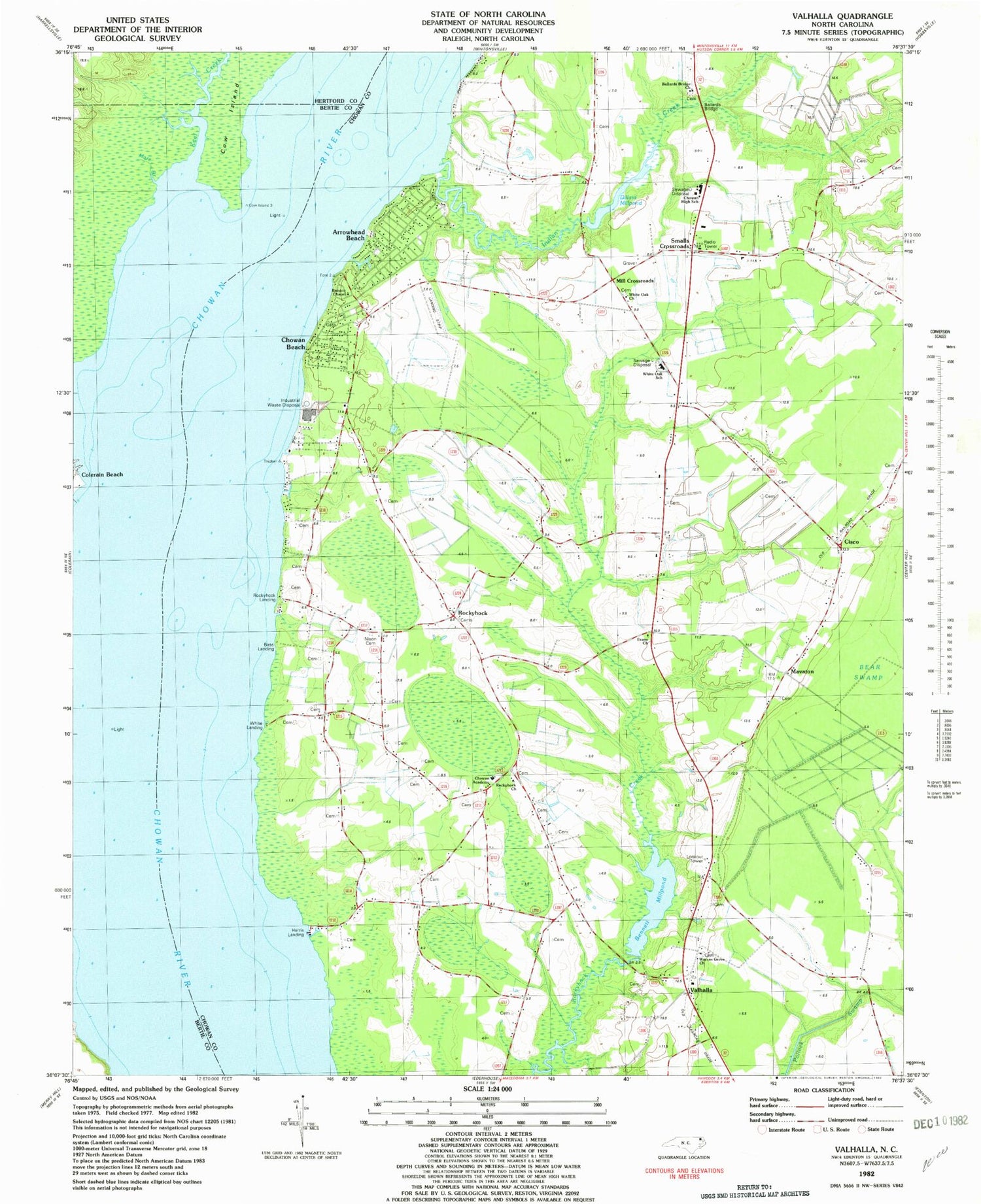 Classic USGS Valhalla North Carolina 7.5'x7.5' Topo Map Image