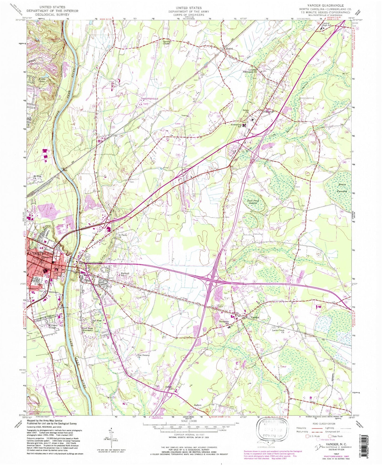 Classic USGS Vander North Carolina 7.5'x7.5' Topo Map Image