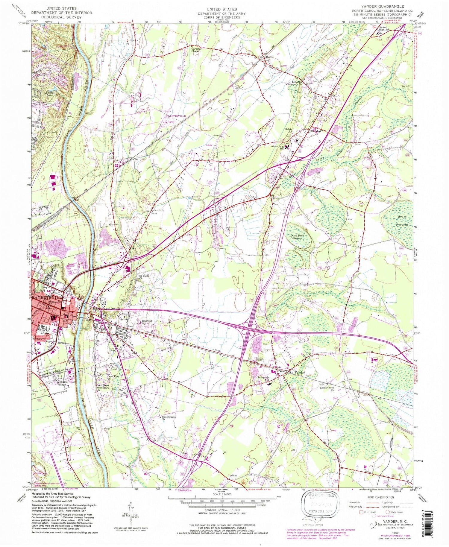 Classic USGS Vander North Carolina 7.5'x7.5' Topo Map Image