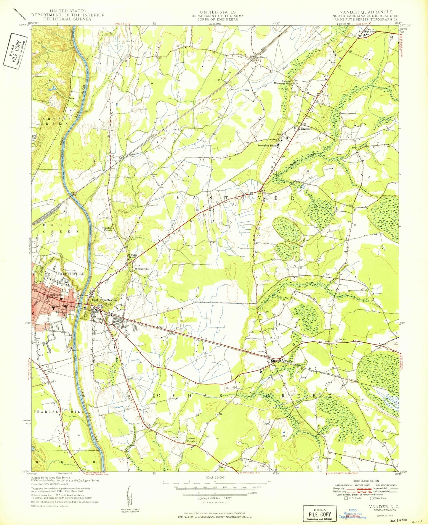 Classic USGS Vander North Carolina 7.5'x7.5' Topo Map Image