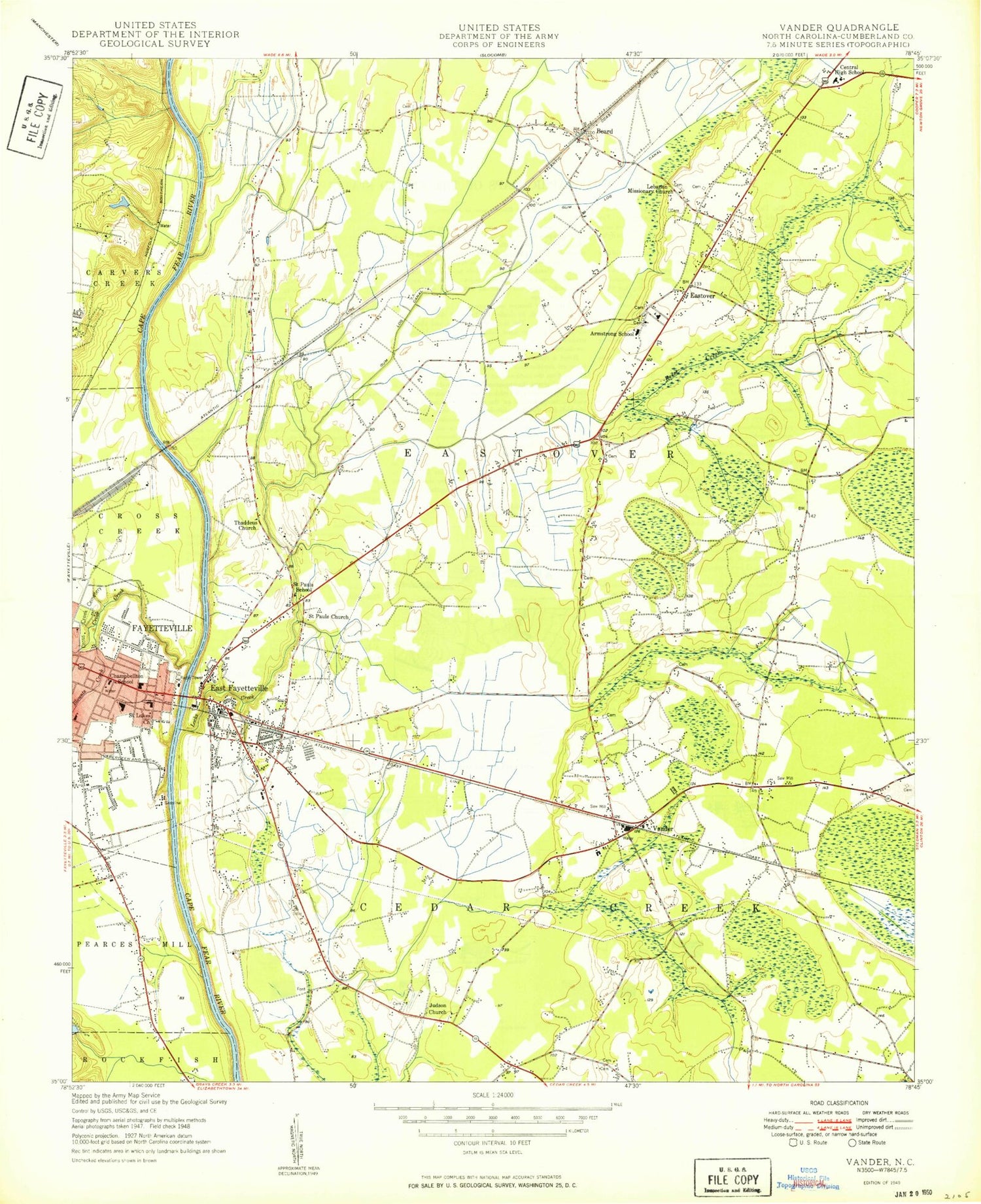 Classic USGS Vander North Carolina 7.5'x7.5' Topo Map Image