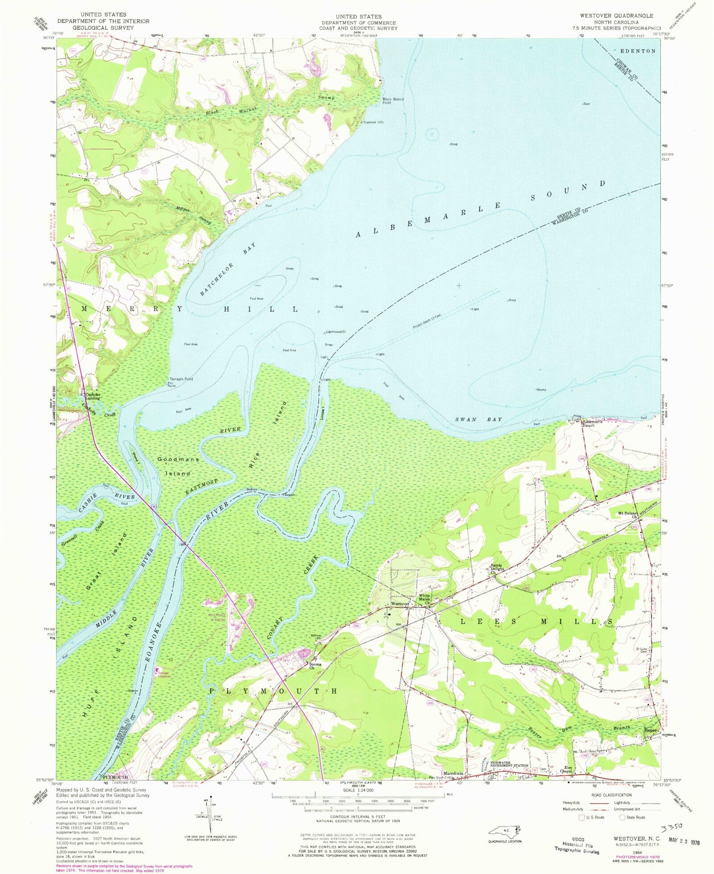 Classic USGS Westover North Carolina 7.5'x7.5' Topo Map Image