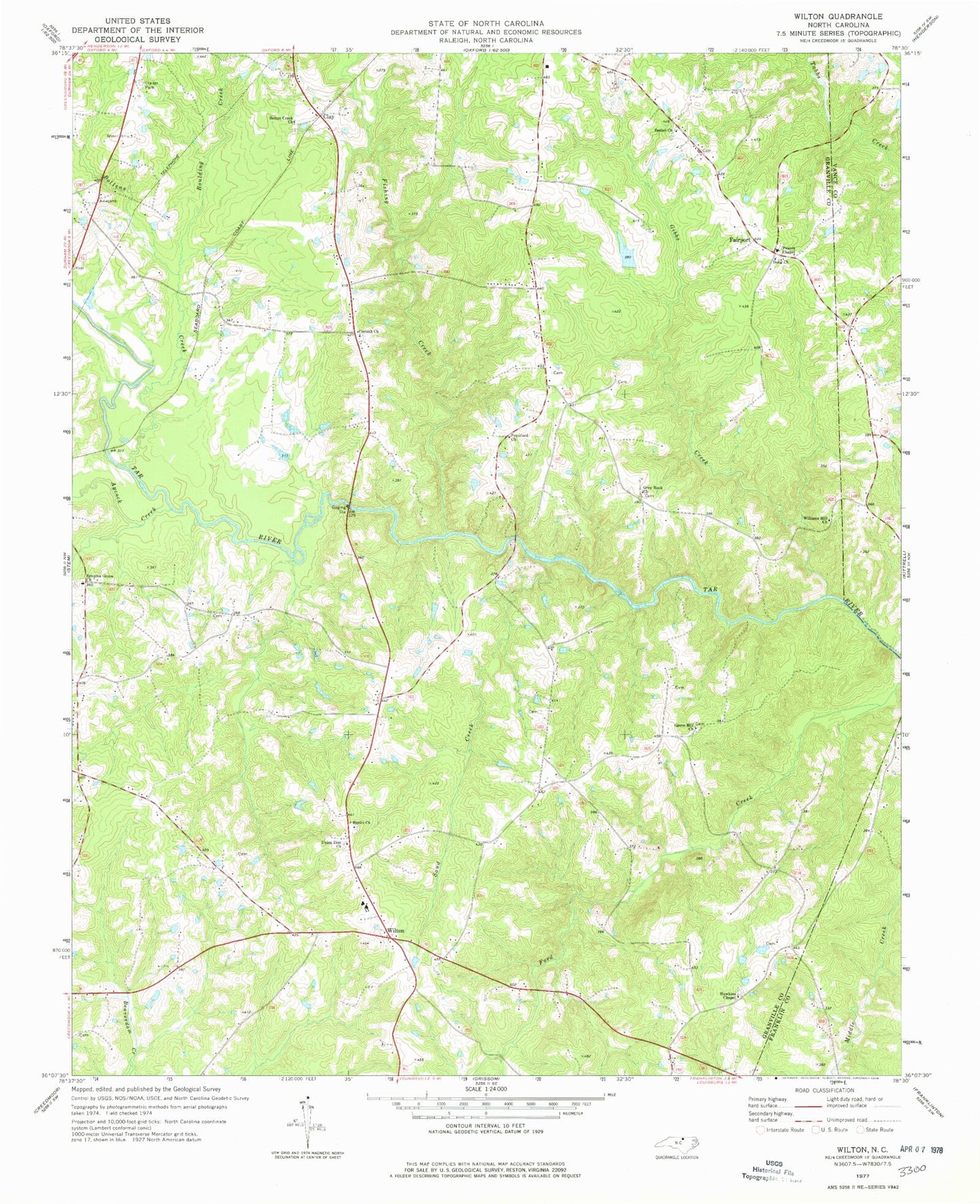 Classic USGS Wilton North Carolina 7.5'x7.5' Topo Map Image