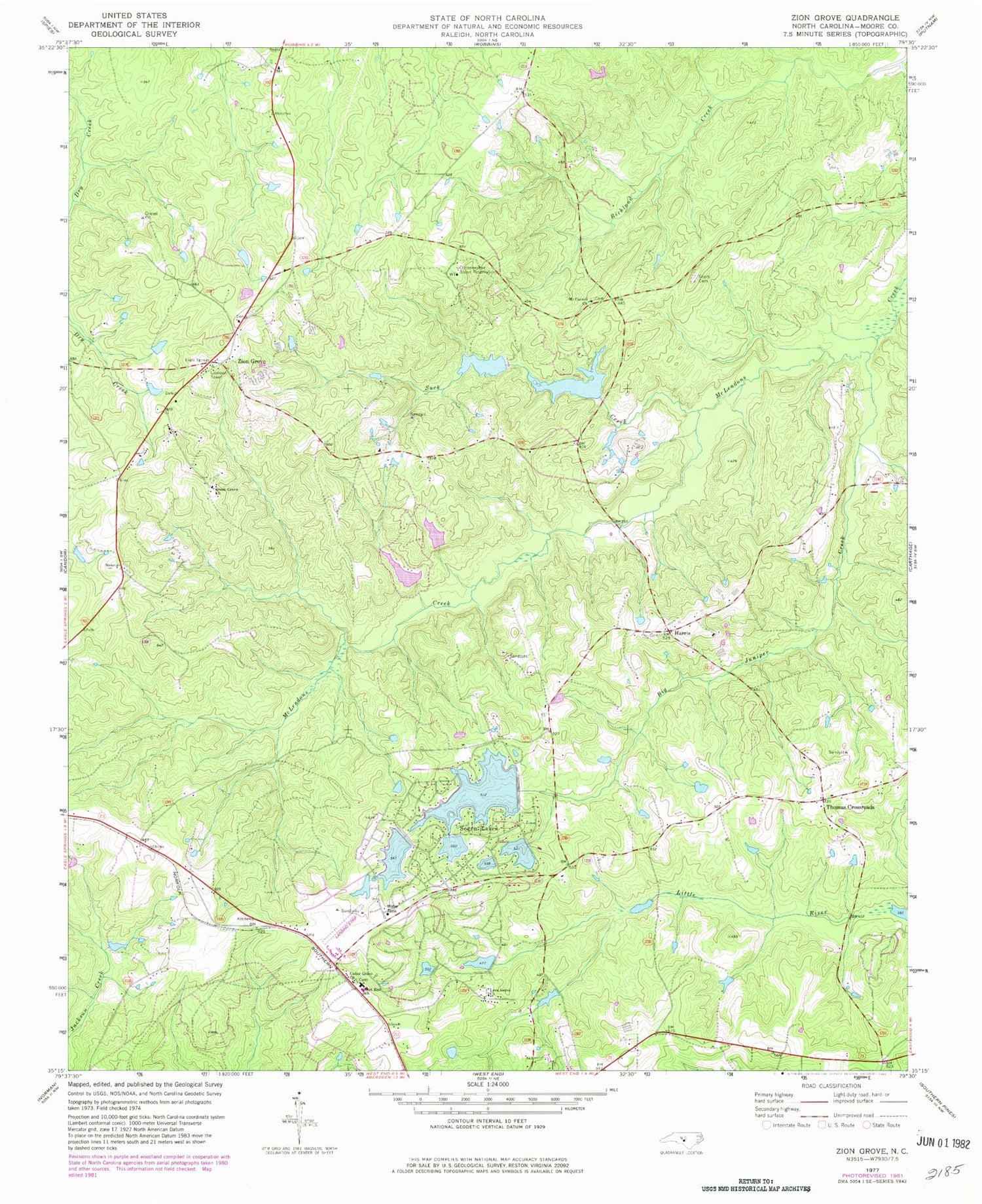 Classic USGS Zion Grove North Carolina 7.5'x7.5' Topo Map Image
