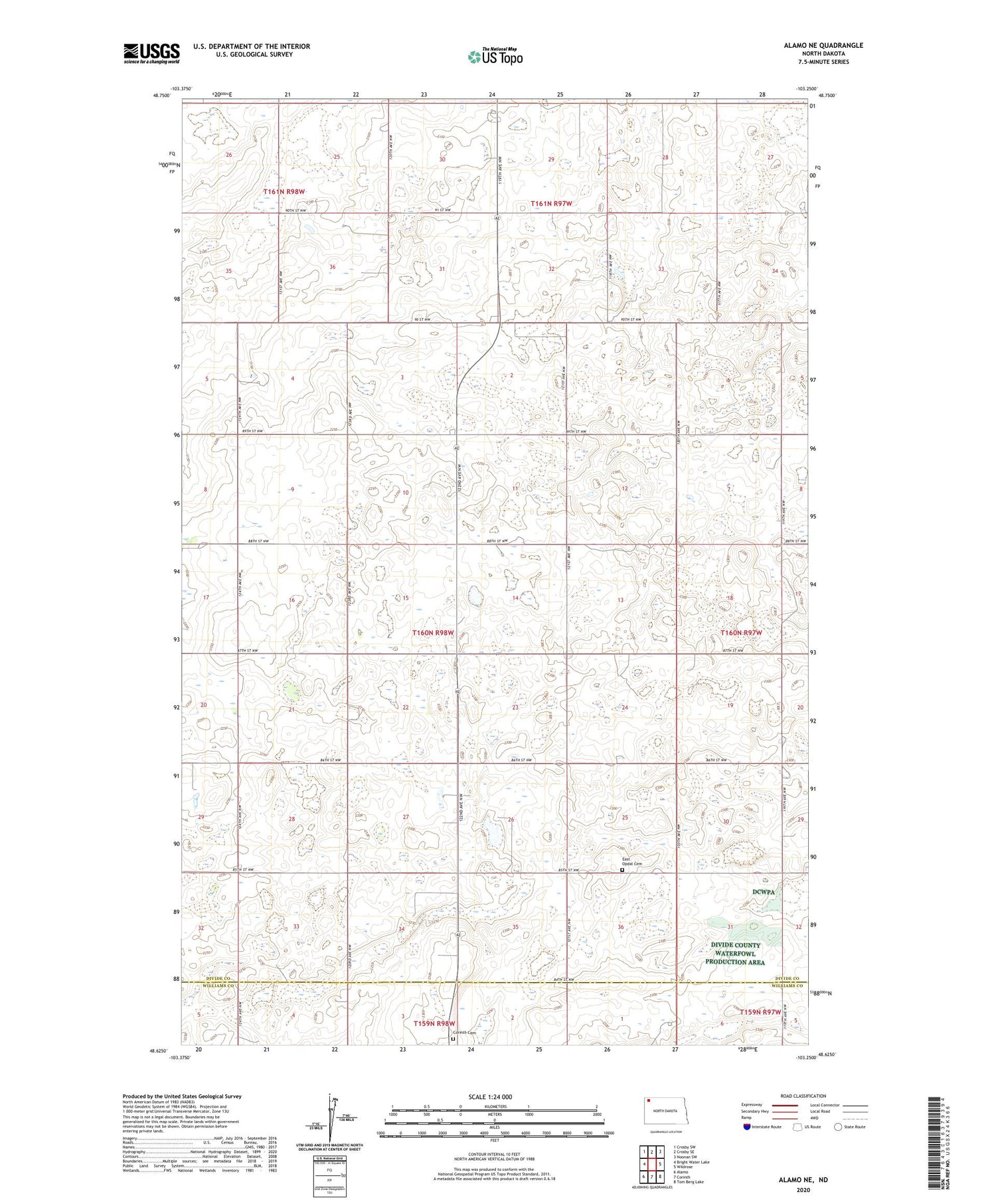 Alamo NE North Dakota US Topo Map Image