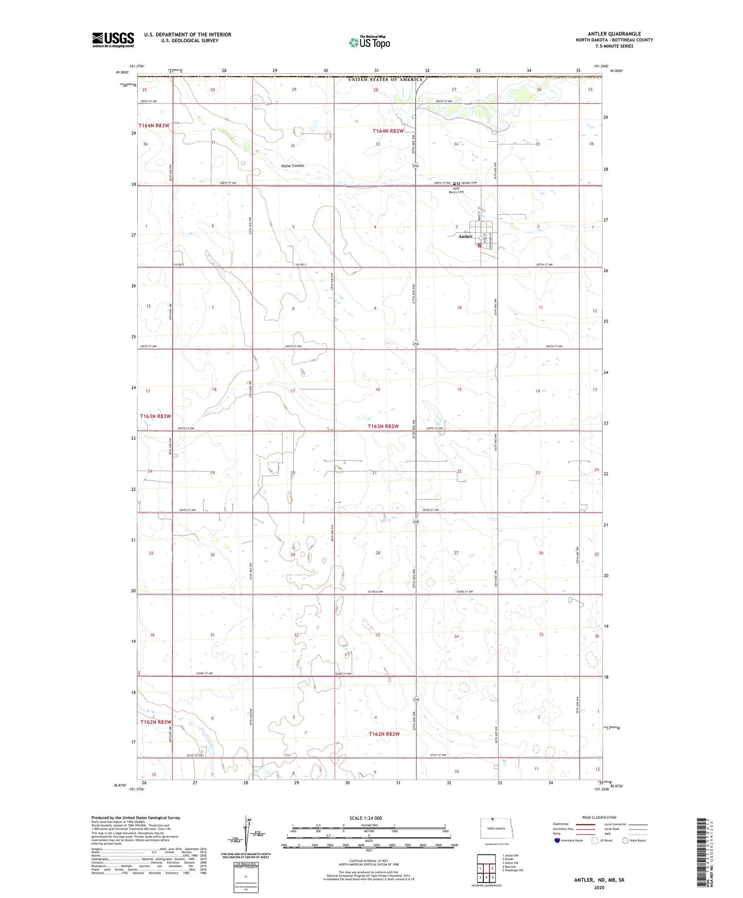 Antler North Dakota US Topo Map Image