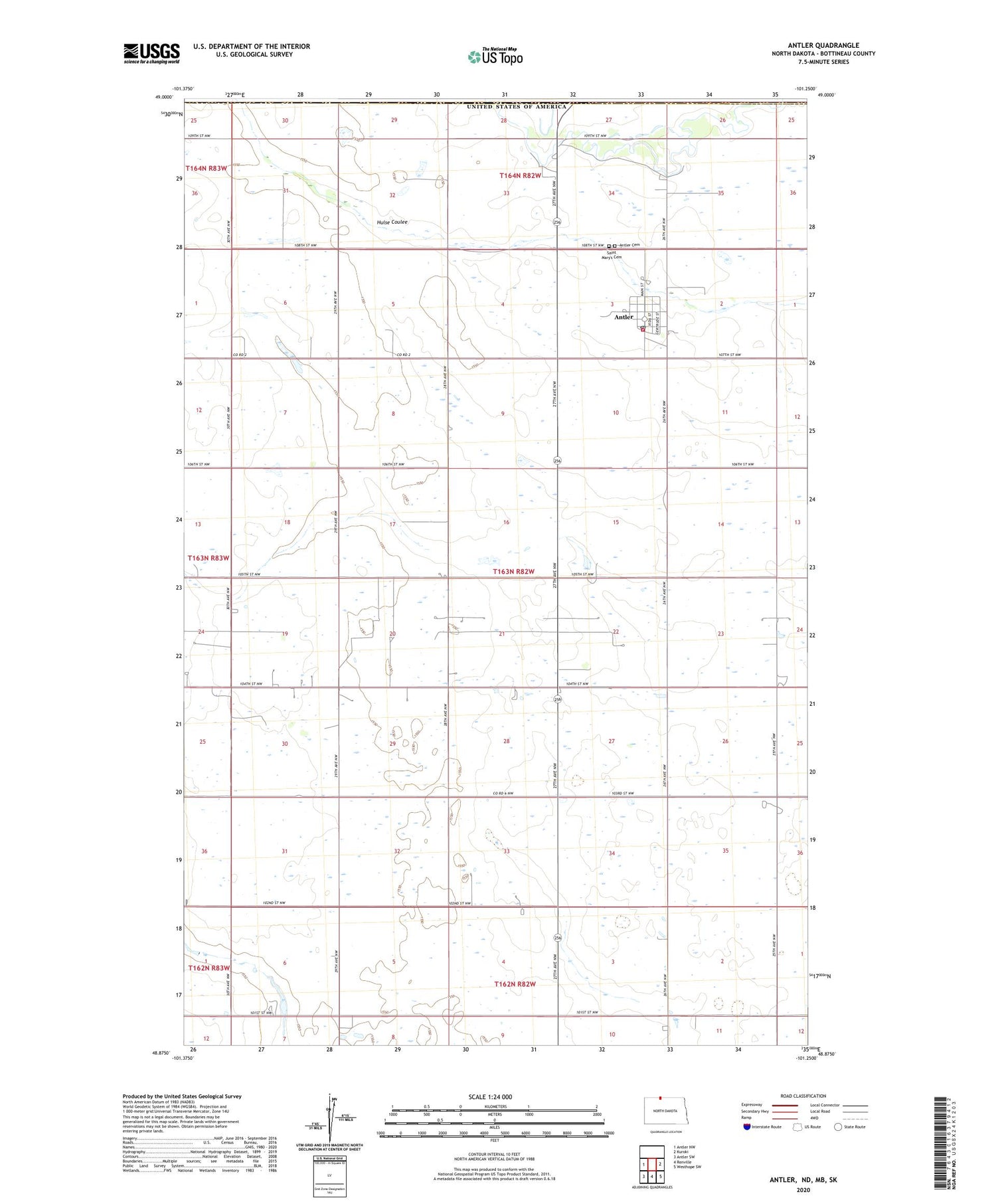 Antler North Dakota US Topo Map Image