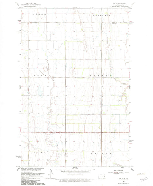 Classic USGS Ayr NE North Dakota 7.5'x7.5' Topo Map Image