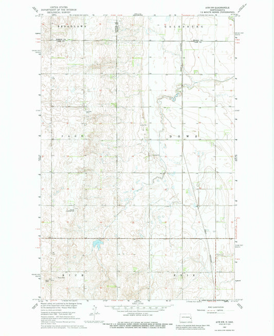 Classic USGS Ayr NW North Dakota 7.5'x7.5' Topo Map Image