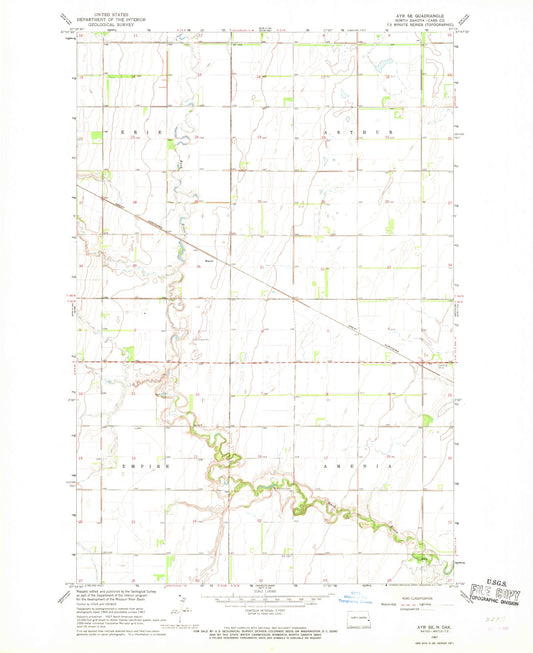 Classic USGS Ayr SE North Dakota 7.5'x7.5' Topo Map Image