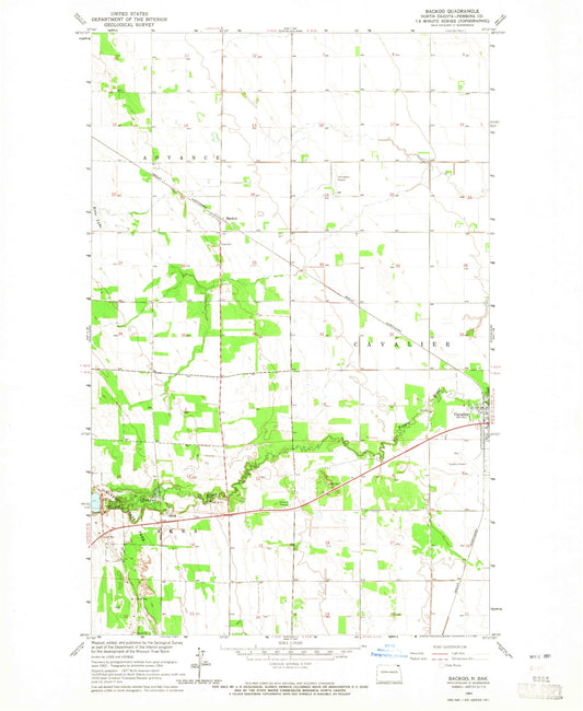 Classic USGS Backoo North Dakota 7.5'x7.5' Topo Map Image