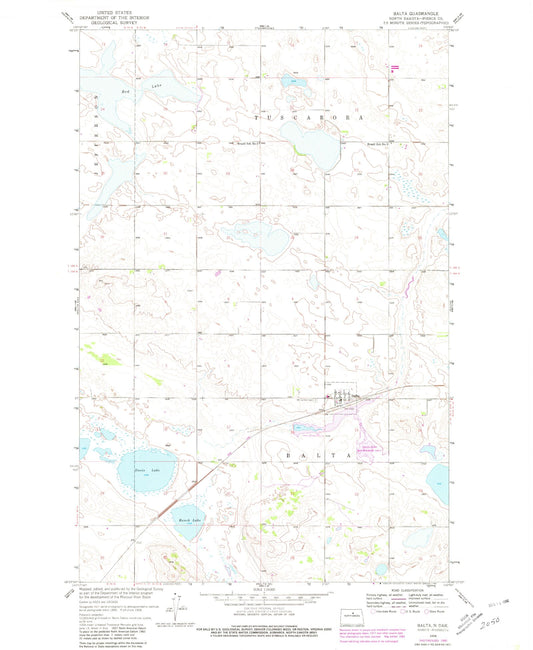 Classic USGS Balta North Dakota 7.5'x7.5' Topo Map Image