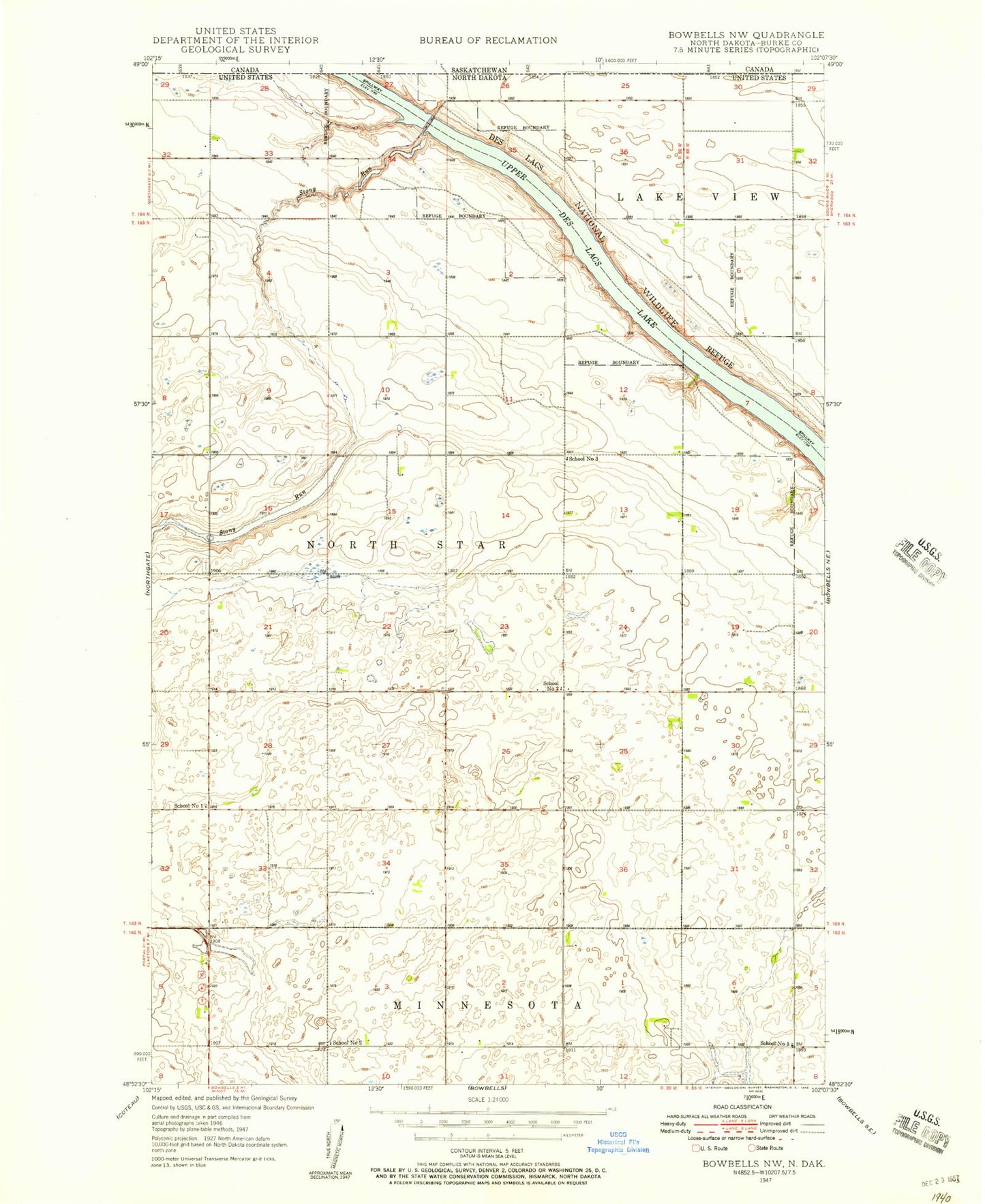 Classic USGS Bowbells NW North Dakota 7.5'x7.5' Topo Map Image