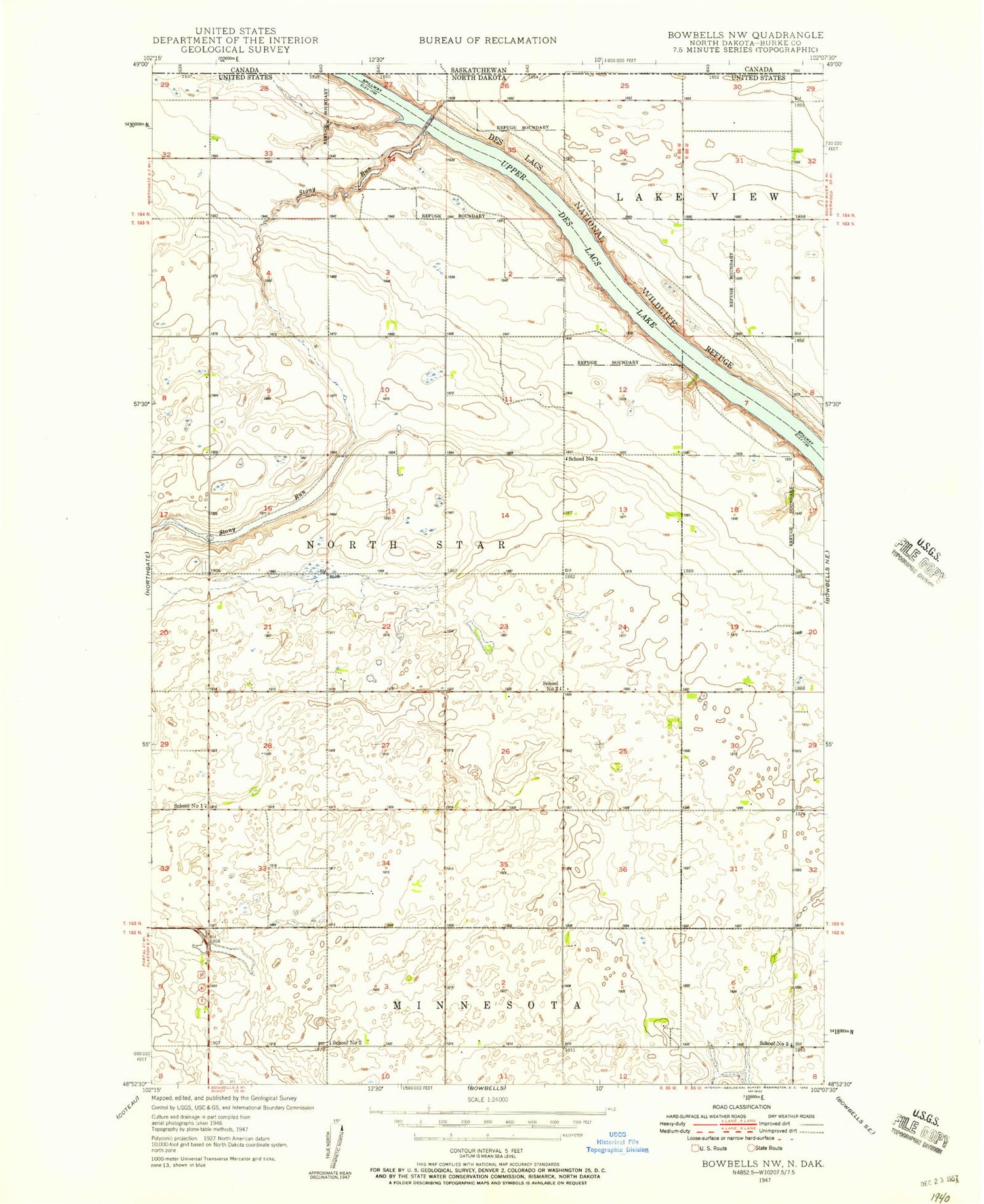 Classic USGS Bowbells NW North Dakota 7.5'x7.5' Topo Map Image