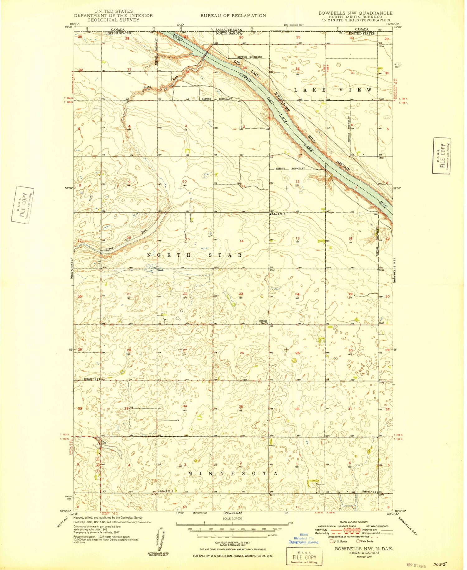 Classic USGS Bowbells NW North Dakota 7.5'x7.5' Topo Map Image