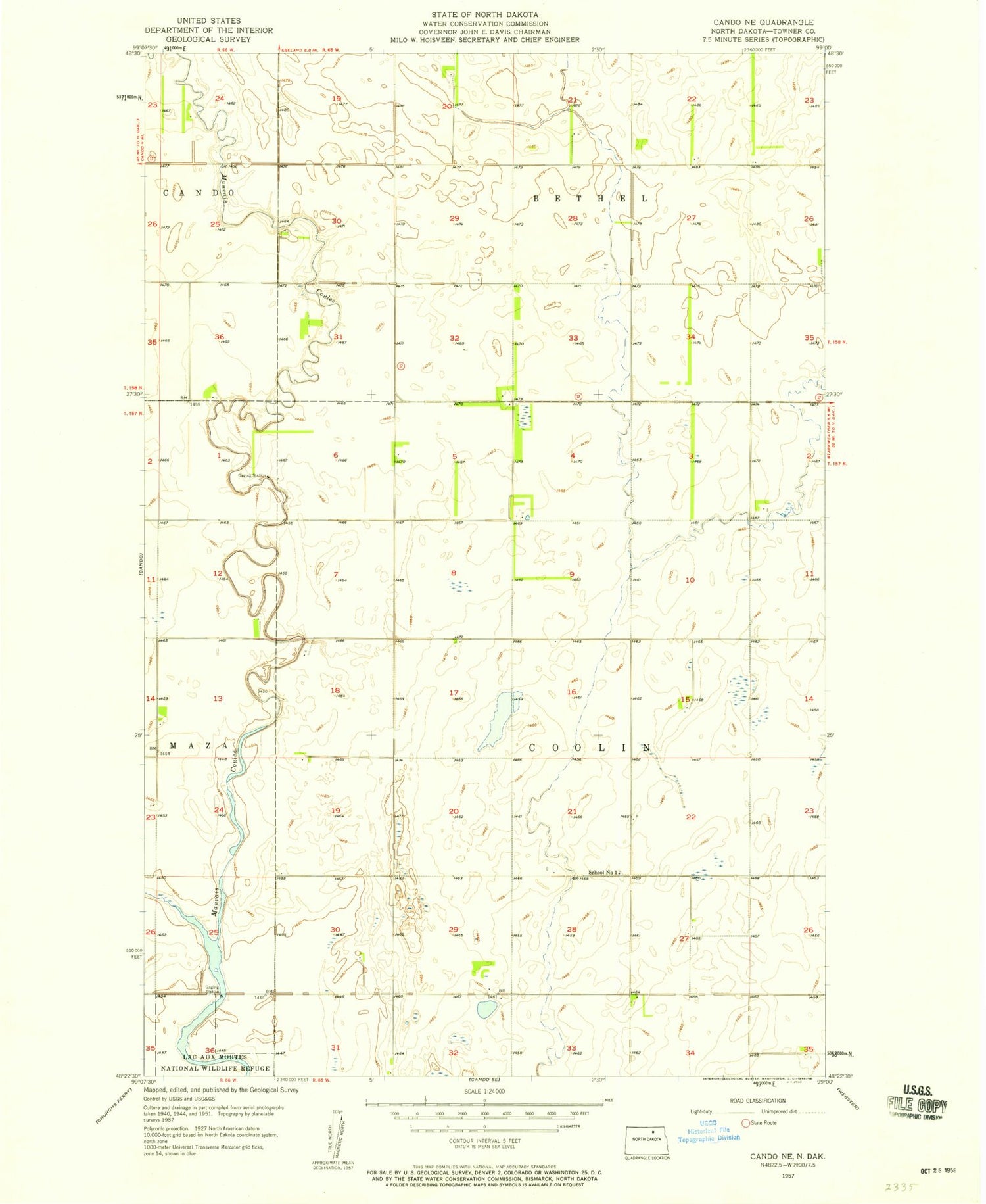 Classic USGS Cando NE North Dakota 7.5'x7.5' Topo Map Image