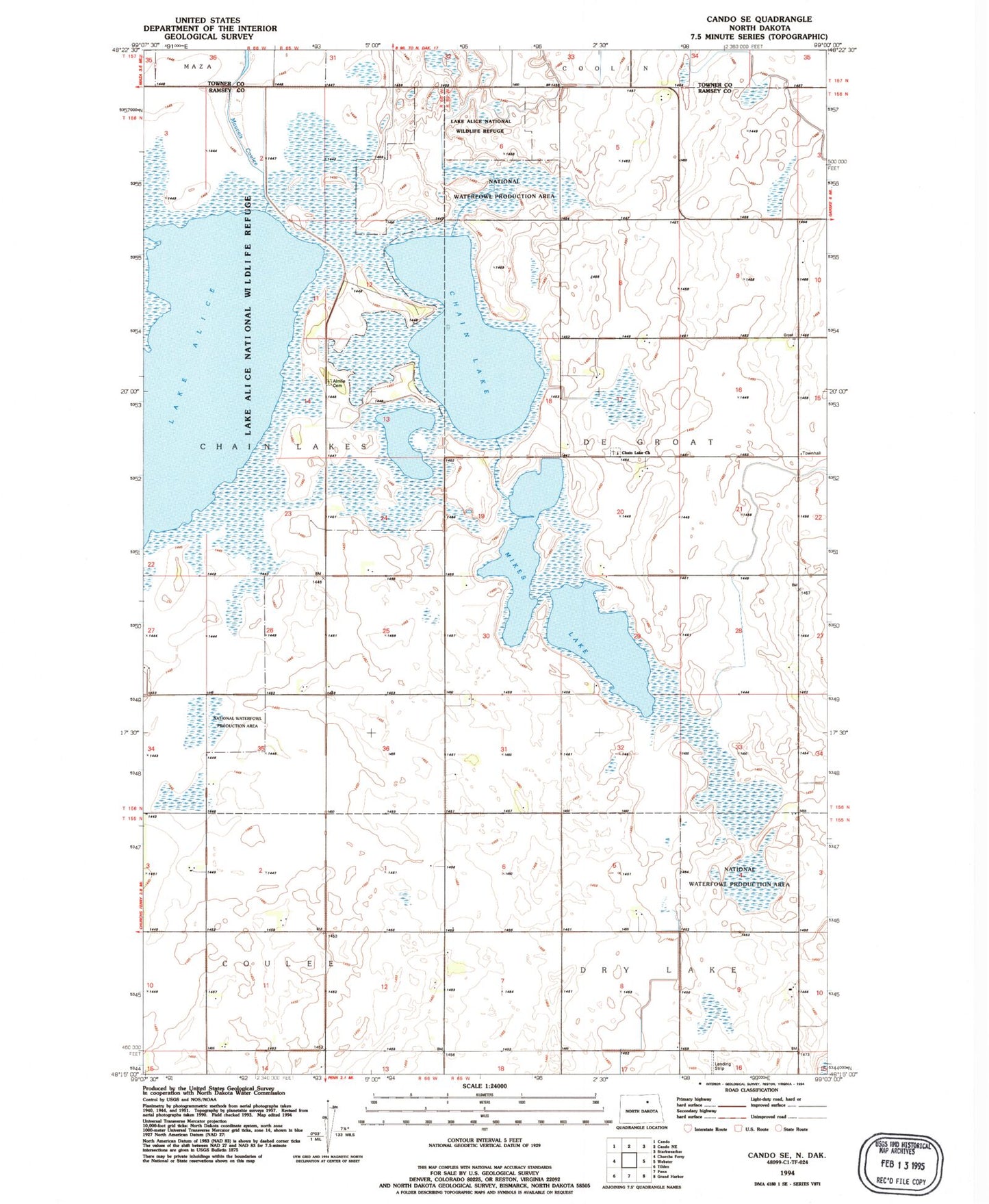 Classic USGS Cando SE North Dakota 7.5'x7.5' Topo Map Image