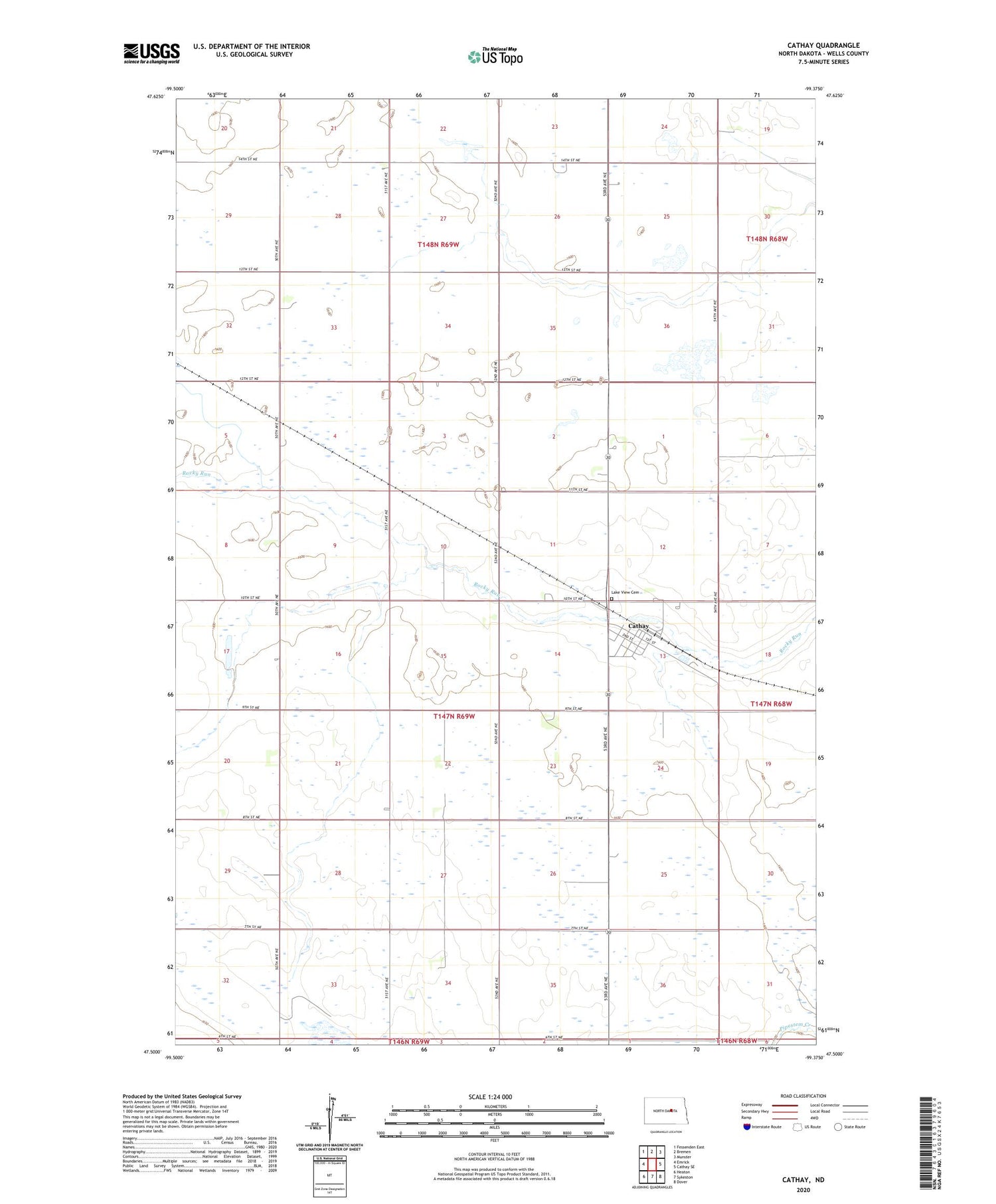 Cathay North Dakota US Topo Map Image