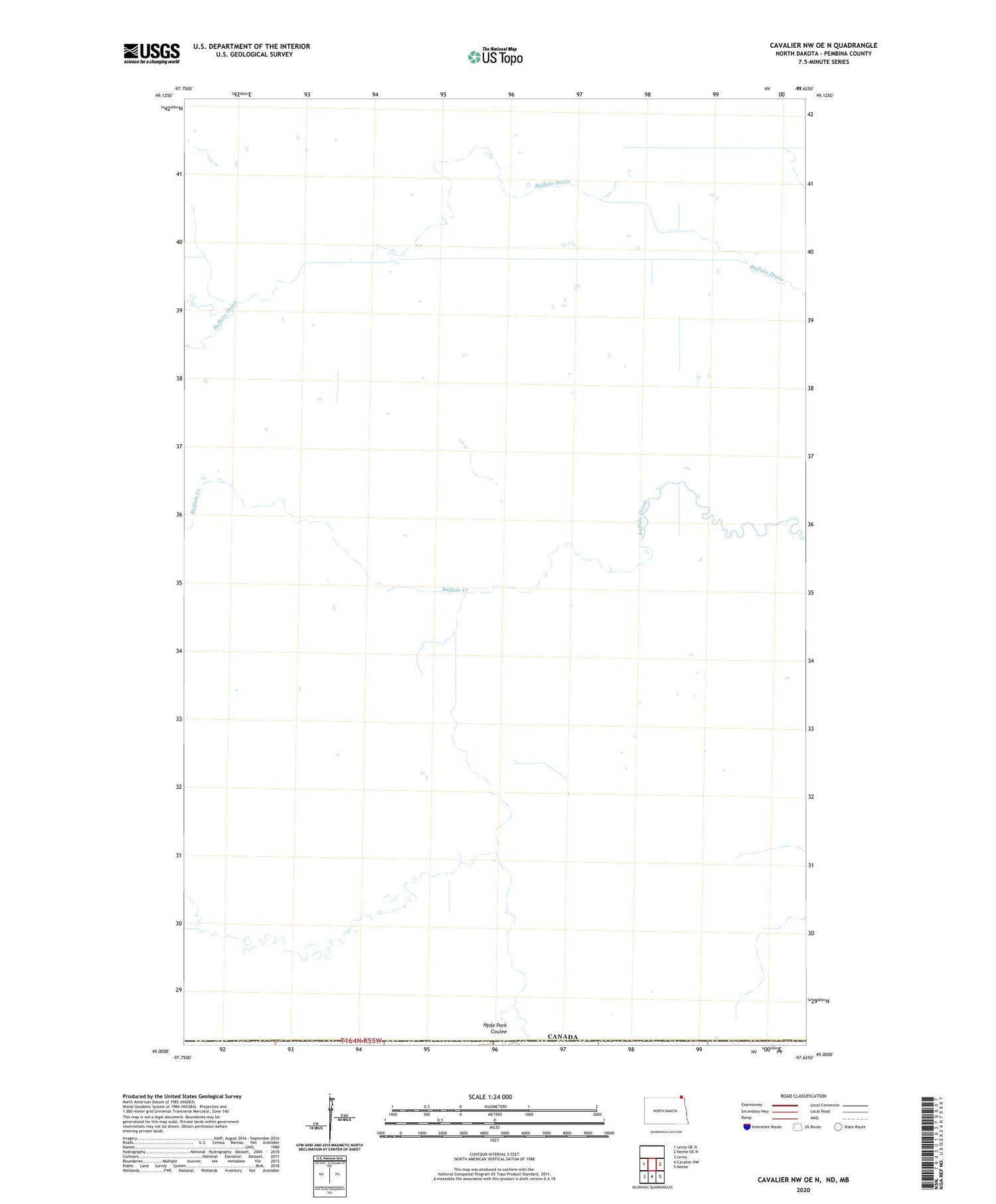 Cavalier NW OE N North Dakota US Topo Map Image