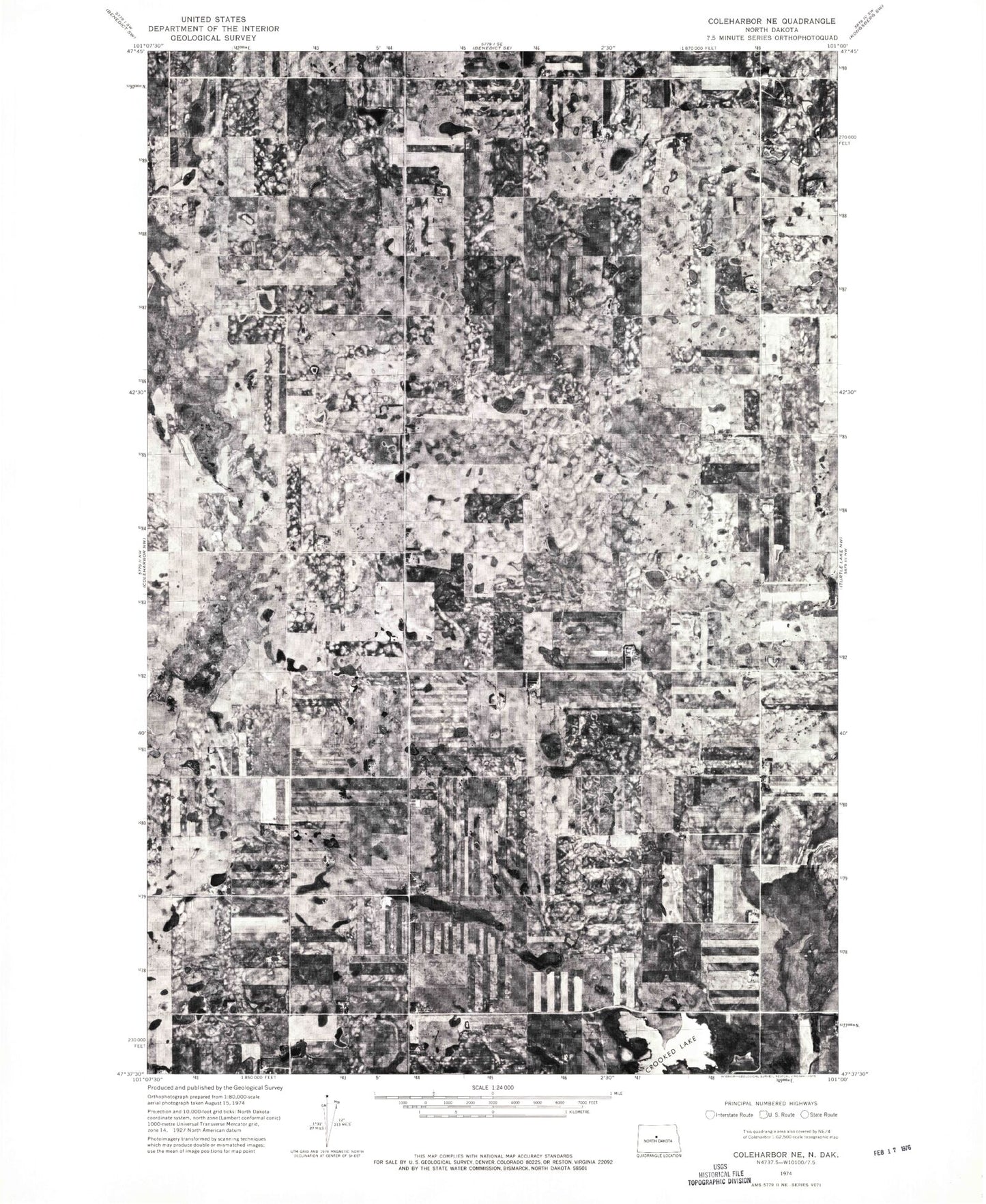 Classic USGS Coleharbor NE North Dakota 7.5'x7.5' Topo Map Image