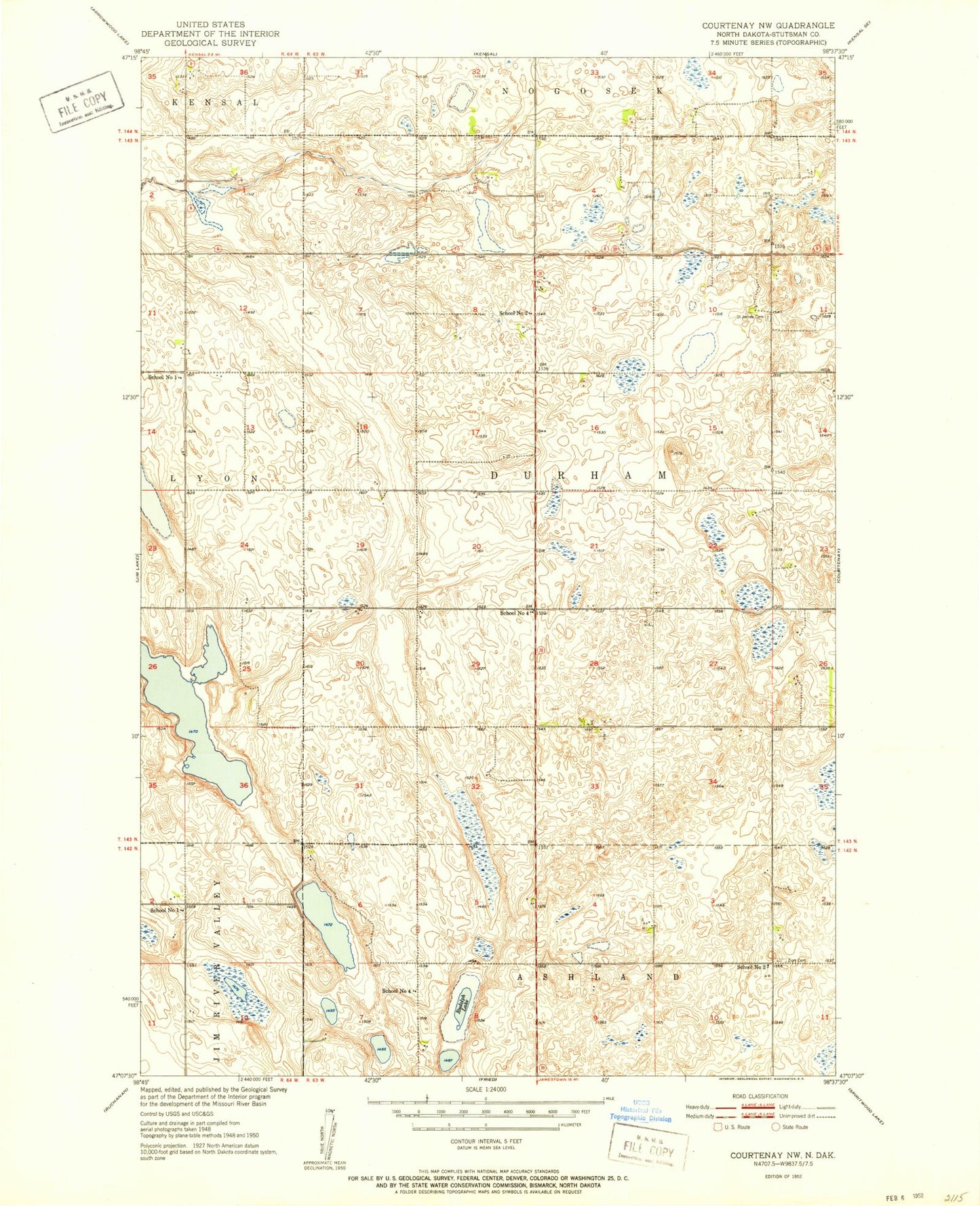 Classic USGS Courtenay NW North Dakota 7.5'x7.5' Topo Map Image