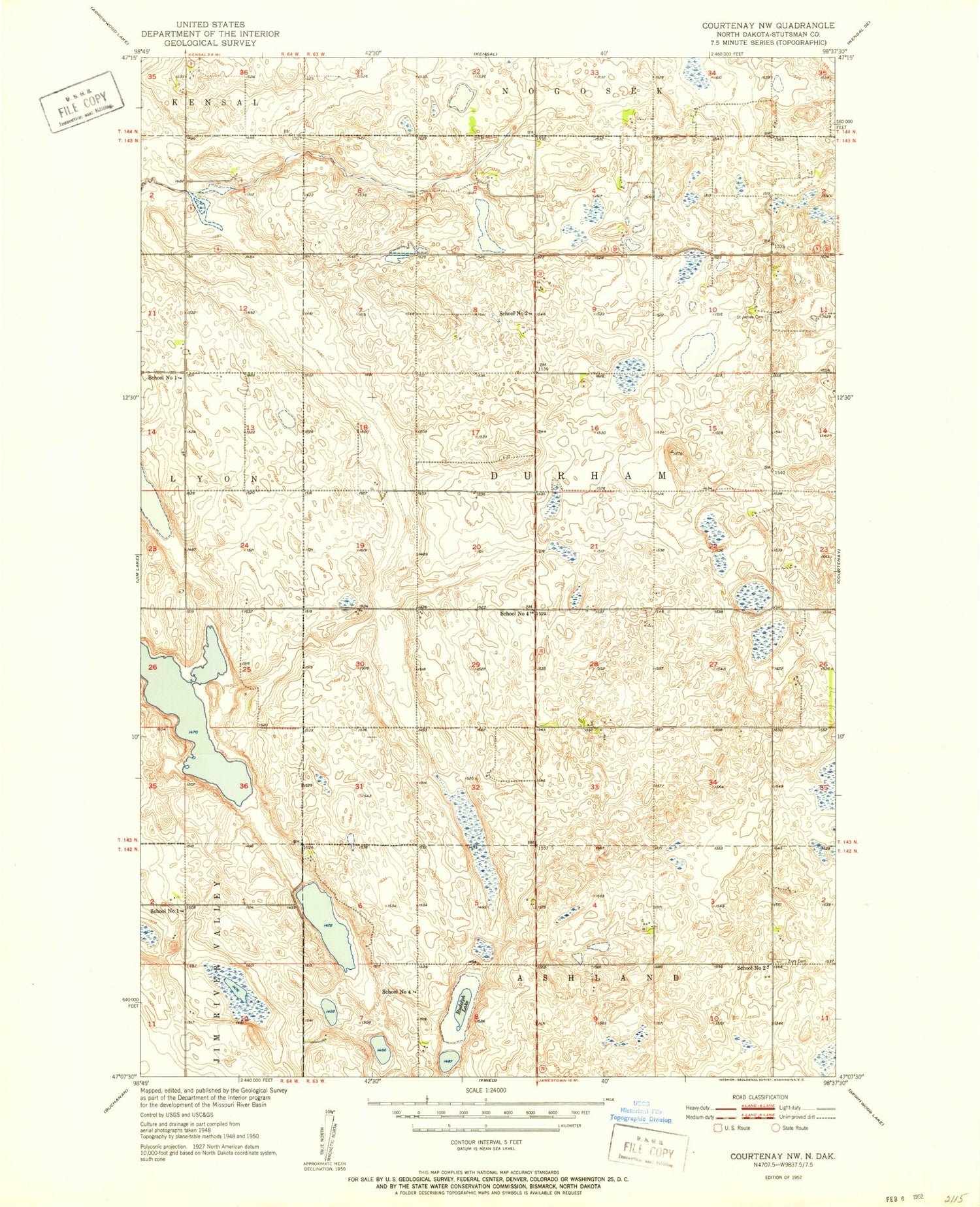 Classic USGS Courtenay NW North Dakota 7.5'x7.5' Topo Map Image