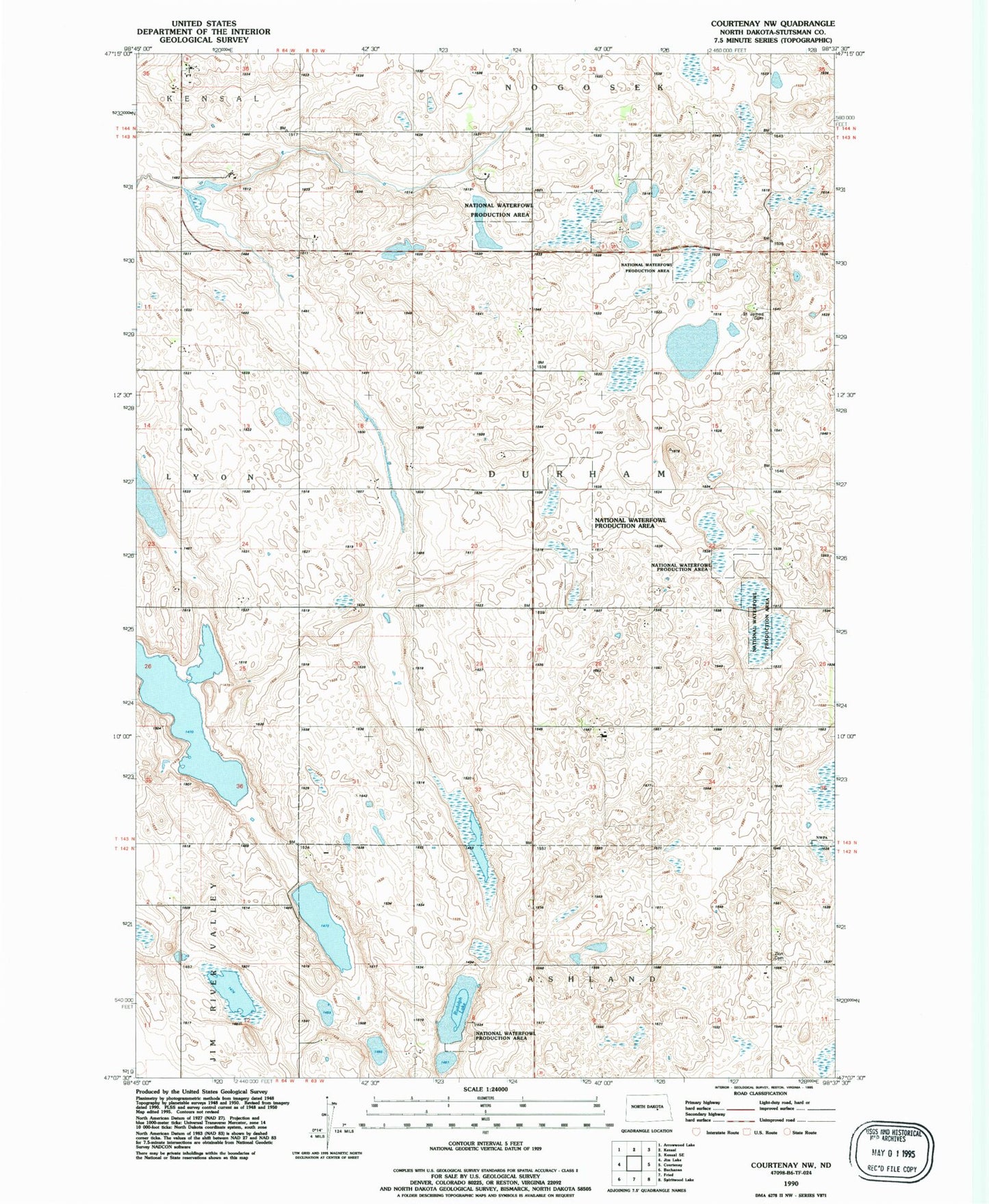 Classic USGS Courtenay NW North Dakota 7.5'x7.5' Topo Map Image