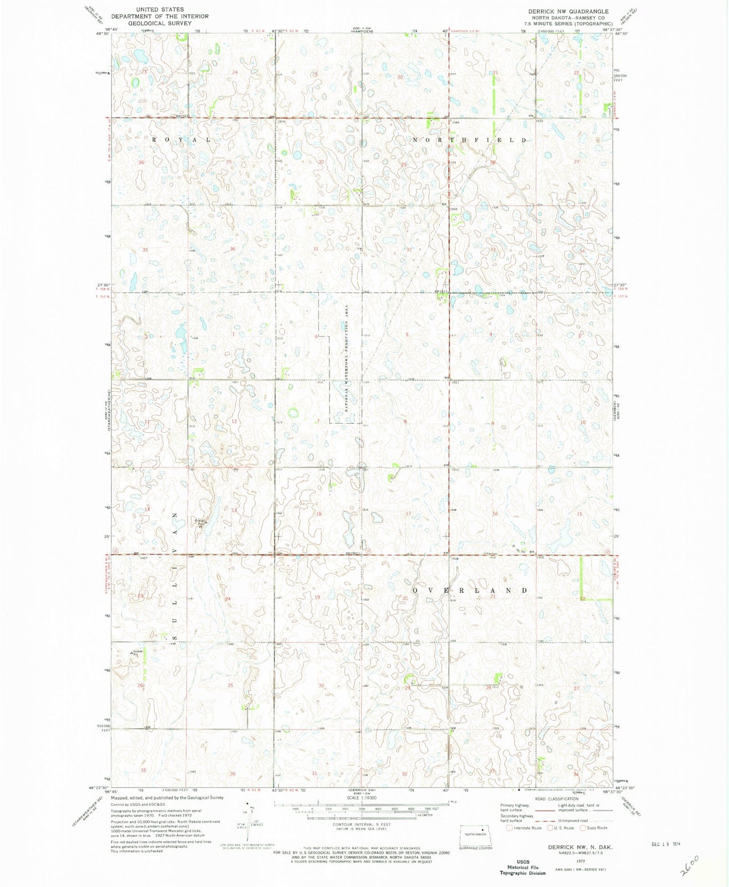 Classic USGS Derrick NW North Dakota 7.5'x7.5' Topo Map Image