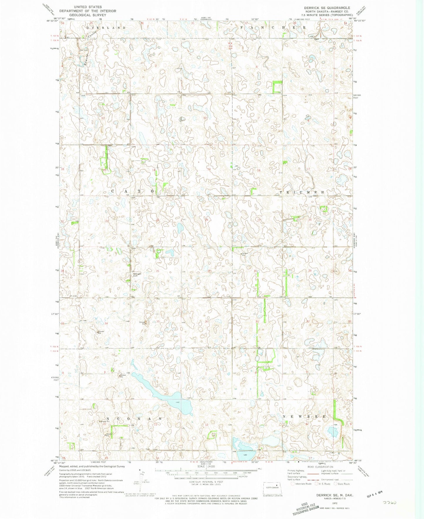 Classic USGS Derrick SE North Dakota 7.5'x7.5' Topo Map Image