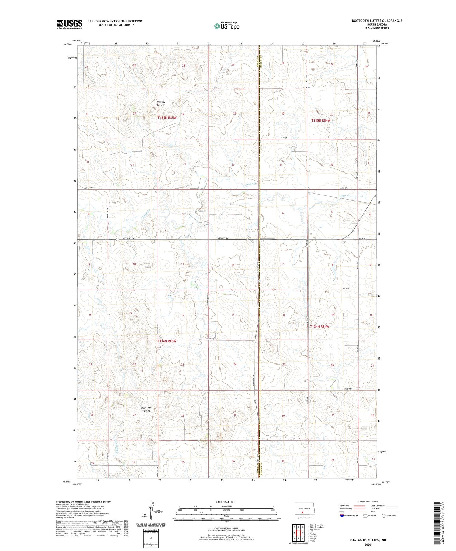 Dogtooth Buttes North Dakota US Topo Map Image