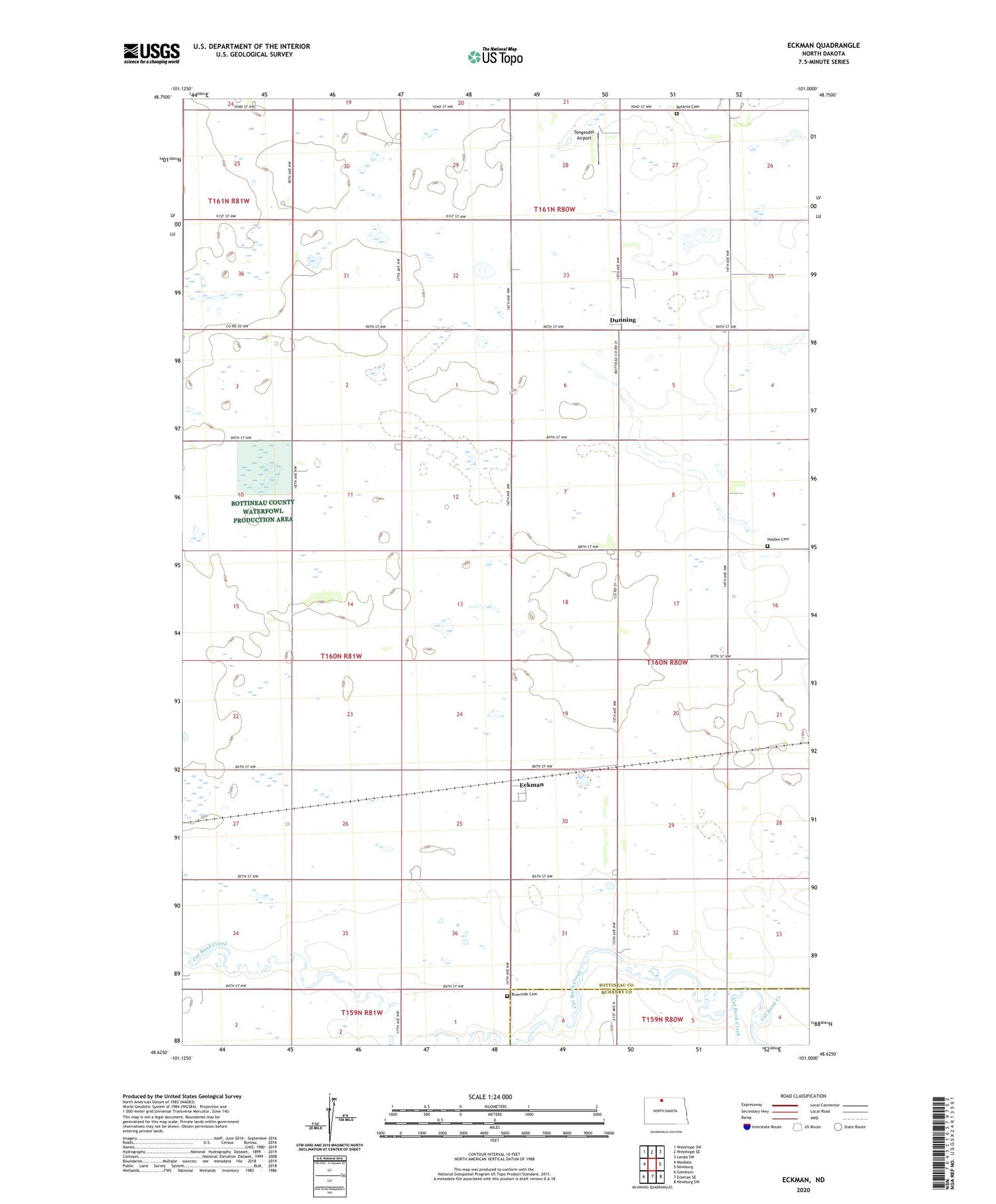 Eckman North Dakota US Topo Map Image