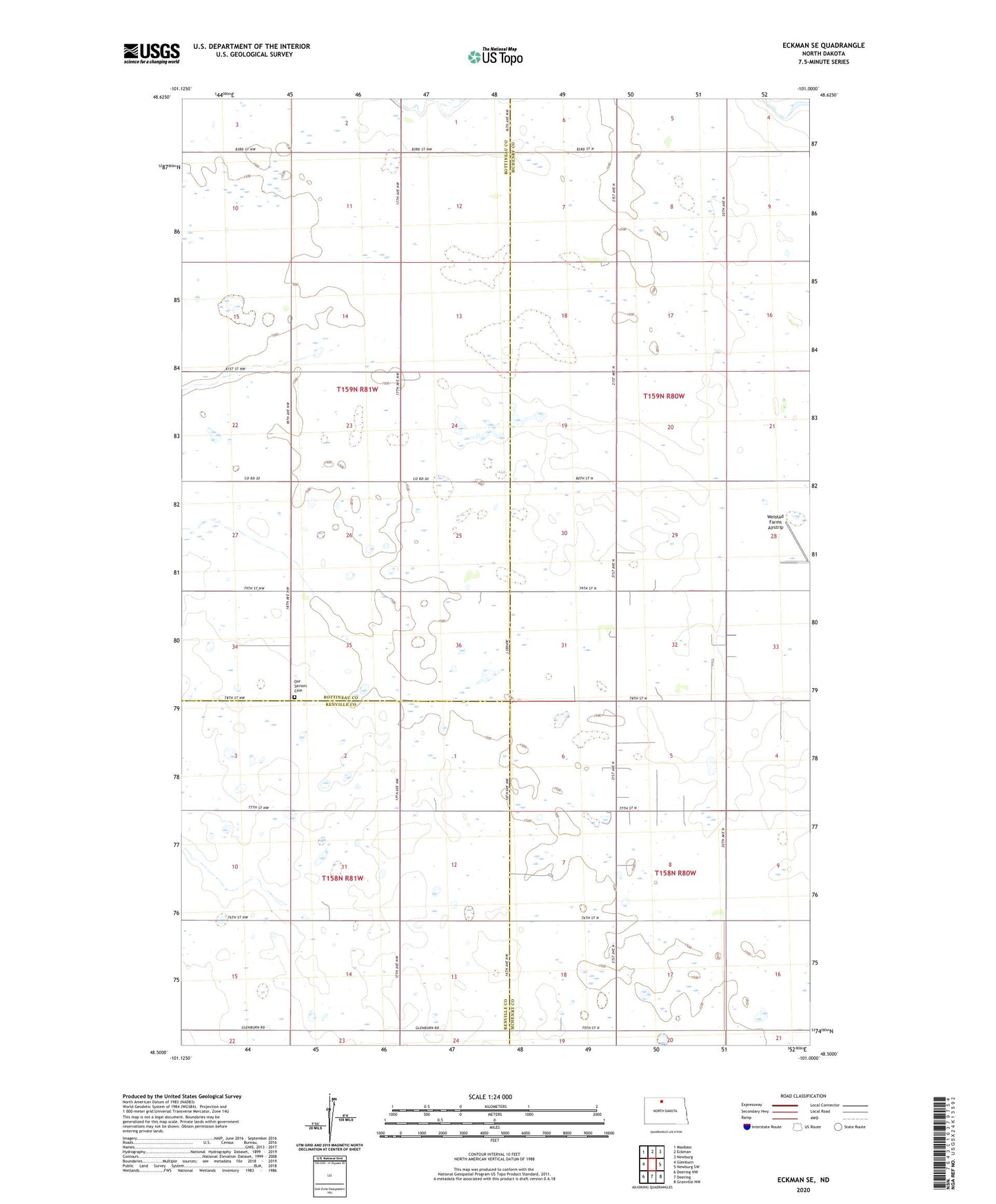 Eckman SE North Dakota US Topo Map Image