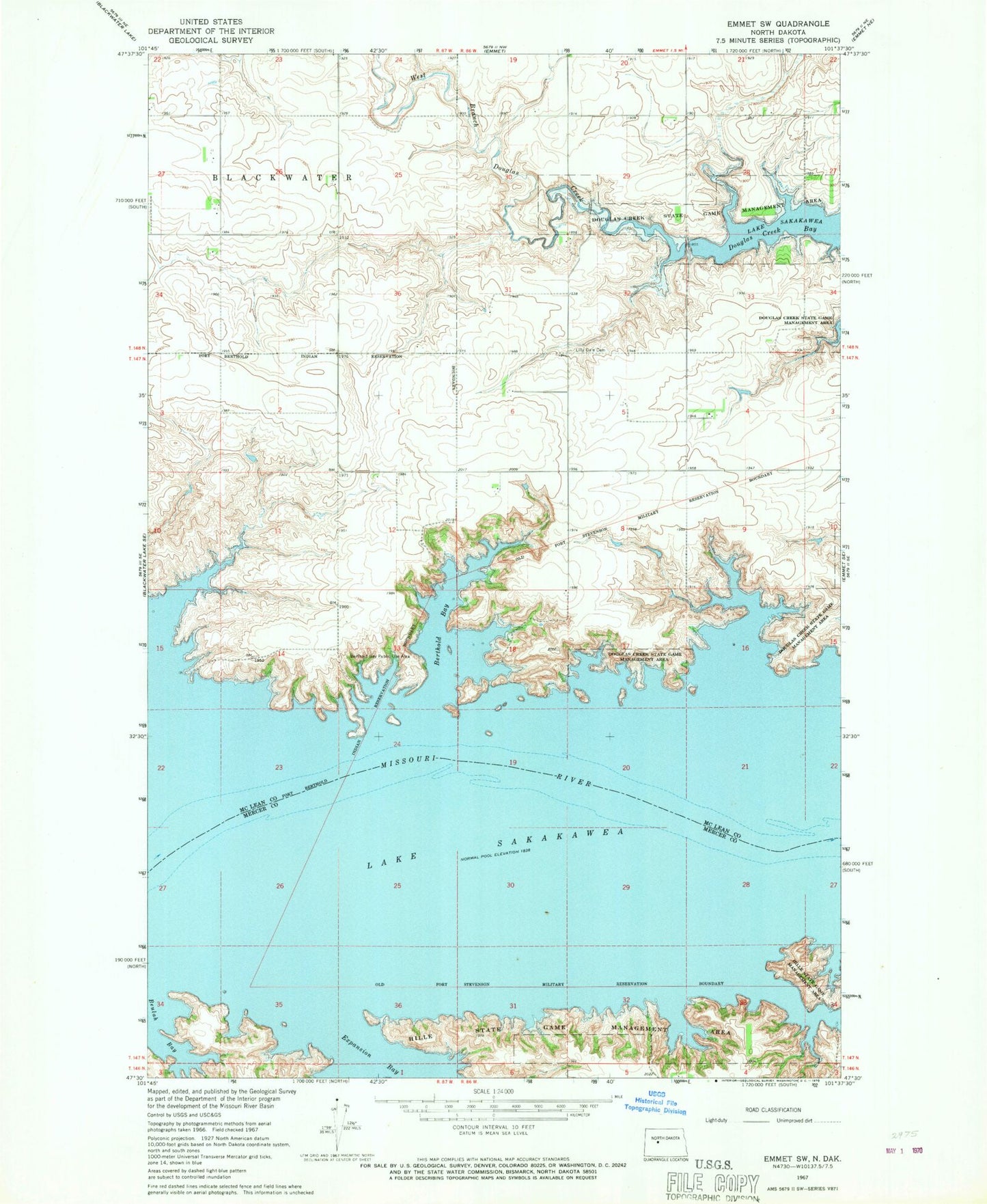 Classic USGS Emmet SW North Dakota 7.5'x7.5' Topo Map Image