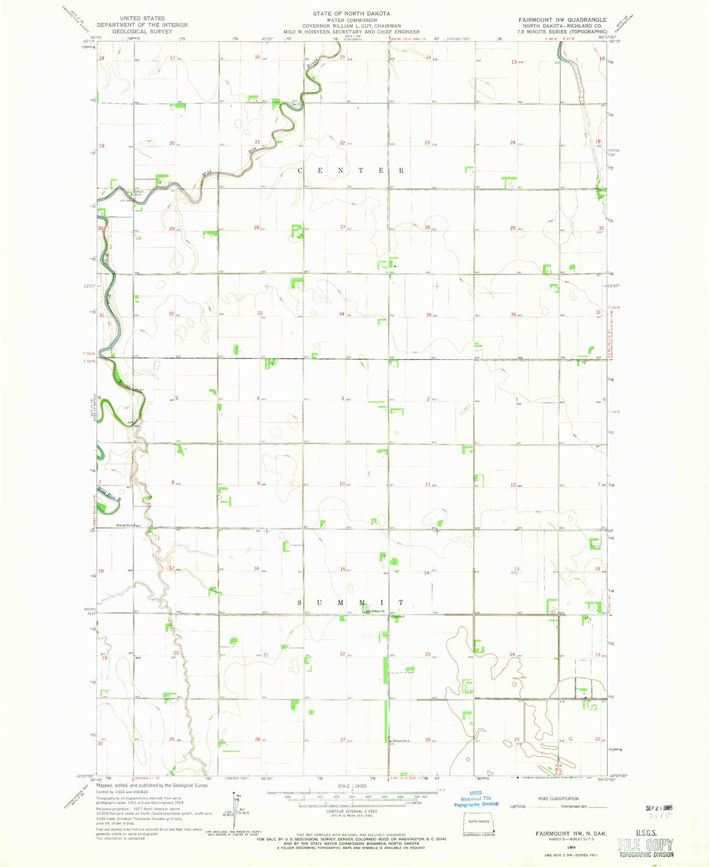 Classic USGS Fairmount NW North Dakota 7.5'x7.5' Topo Map Image
