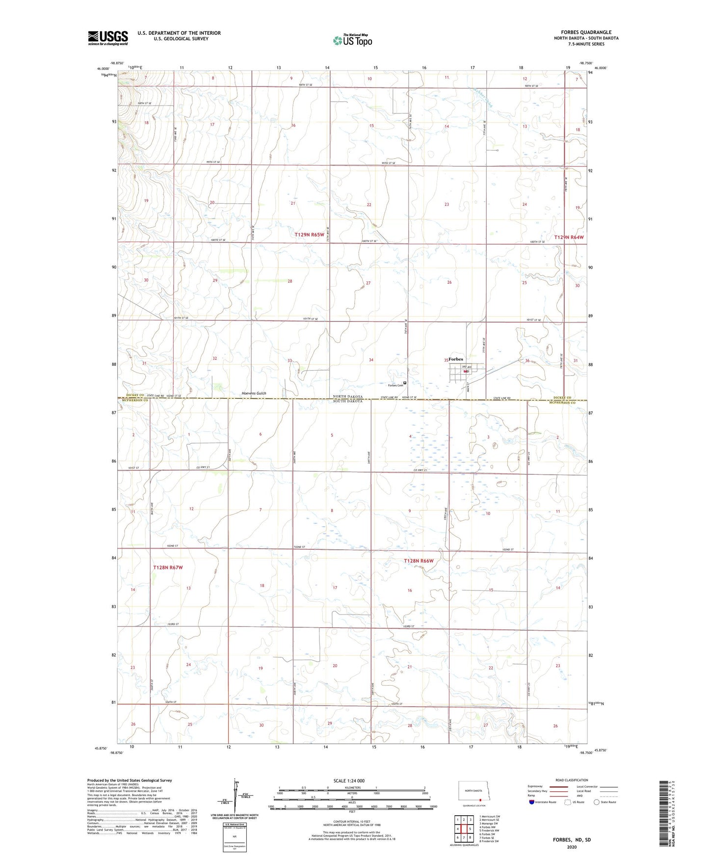 Forbes North Dakota US Topo Map Image