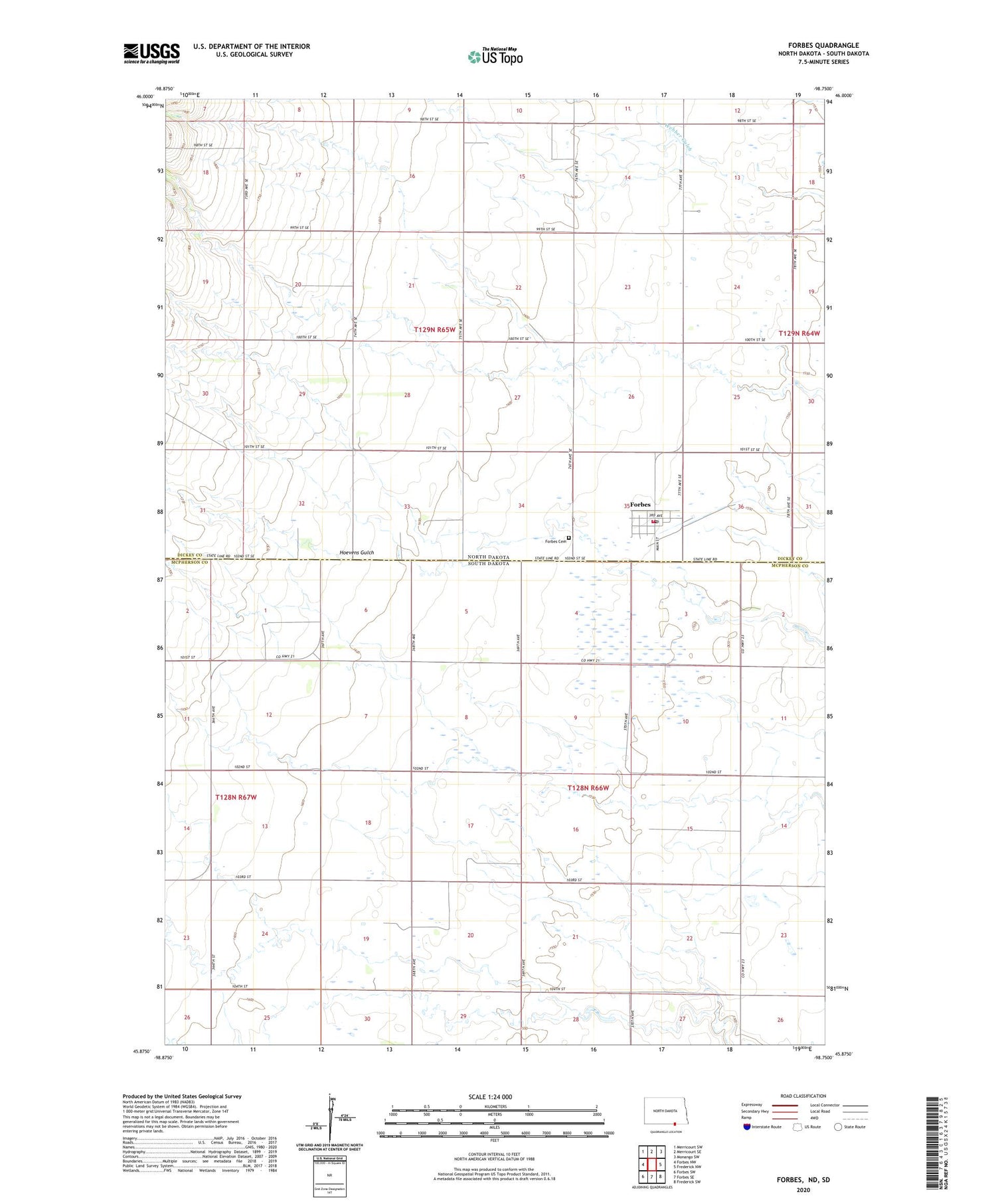 Forbes North Dakota US Topo Map Image