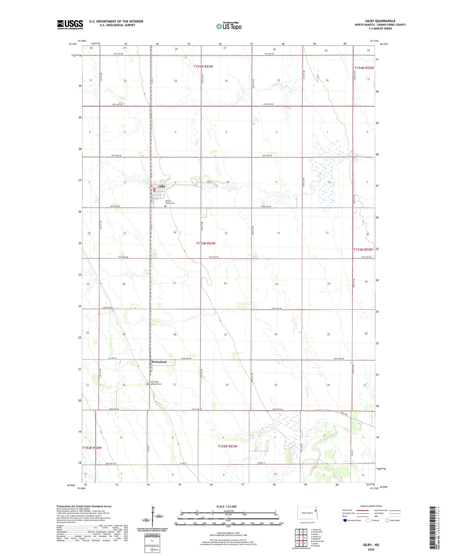 Gilby North Dakota US Topo Map Image