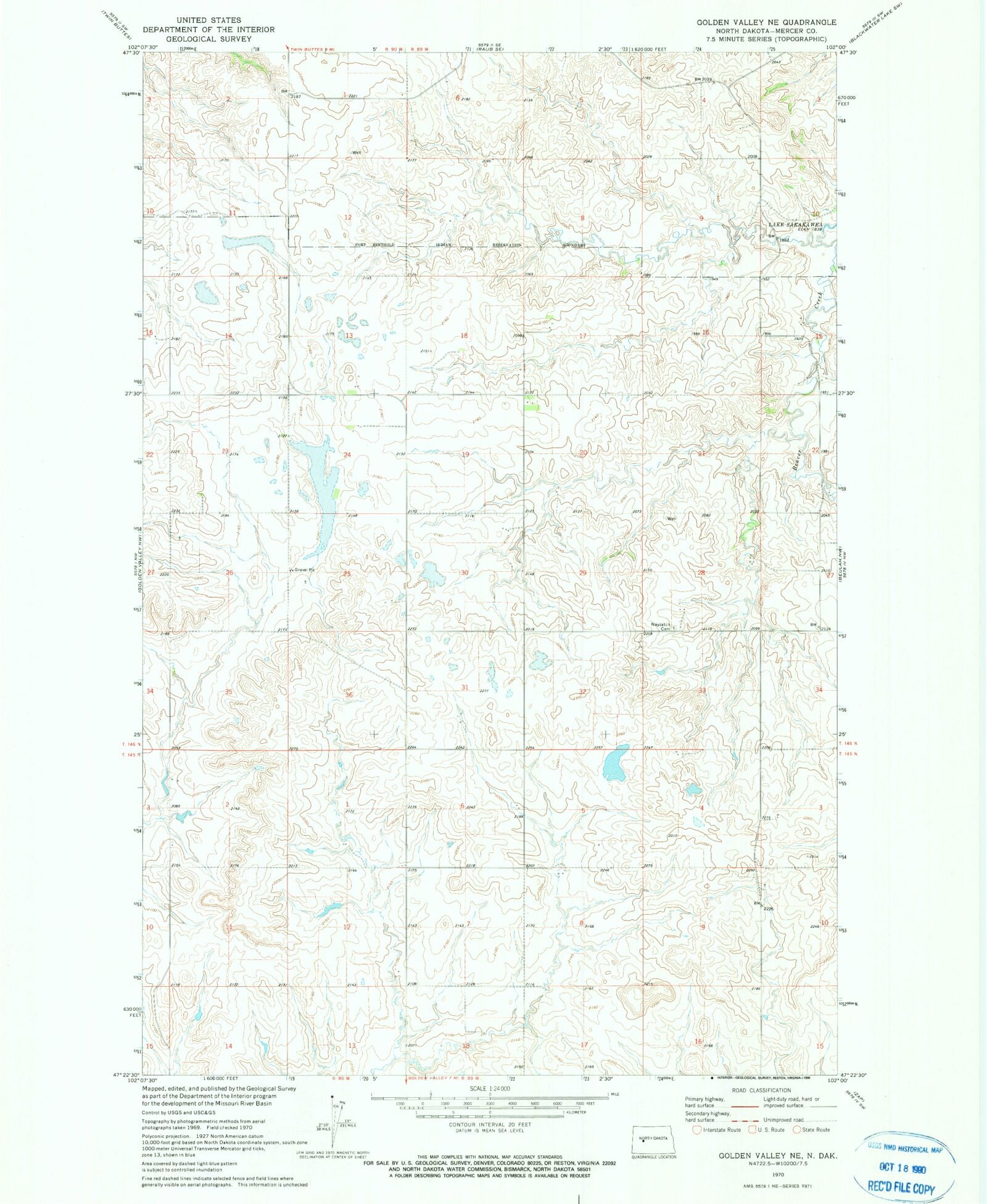 Classic USGS Golden Valley NE North Dakota 7.5'x7.5' Topo Map MyTopo