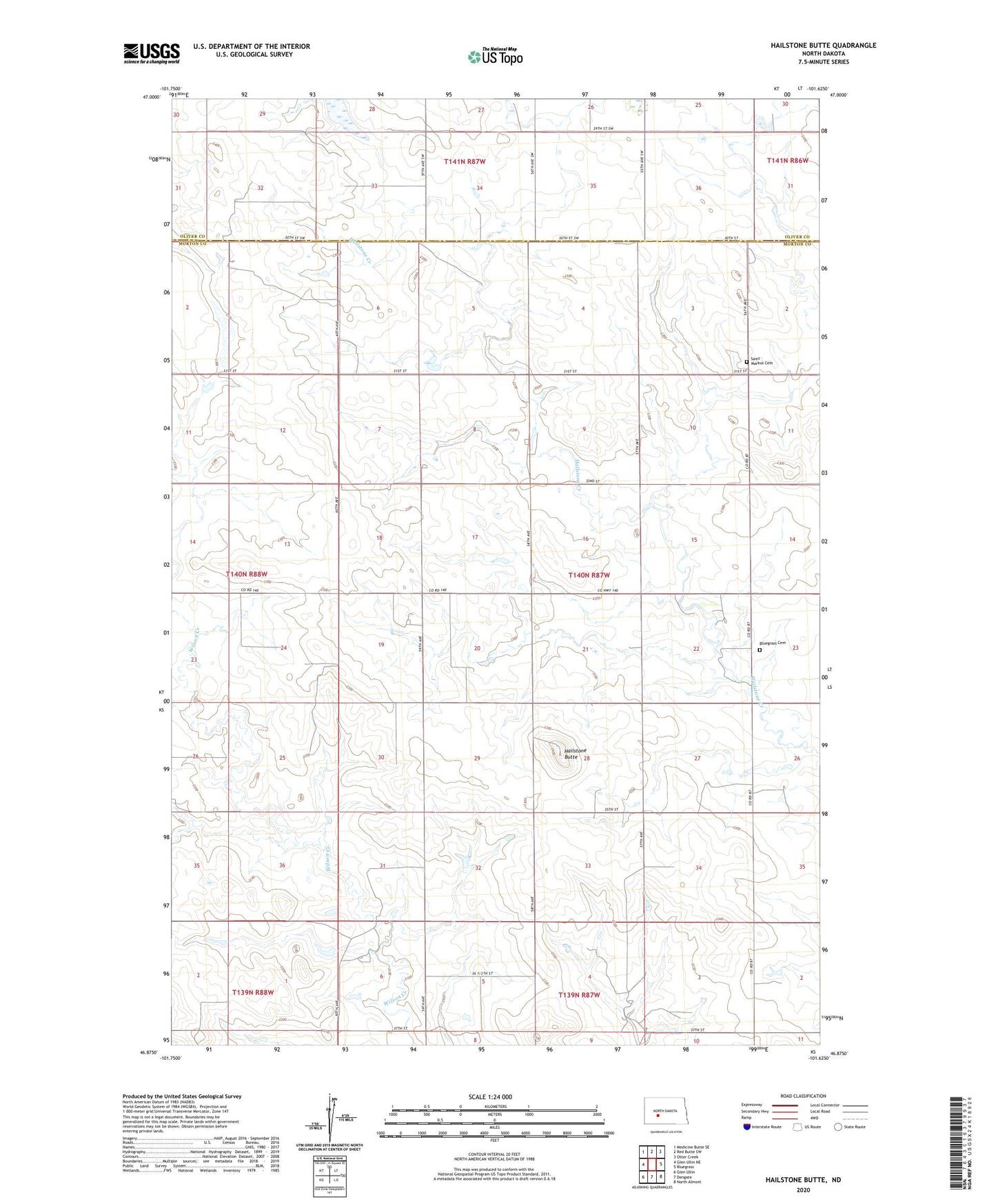 Hailstone Butte North Dakota US Topo Map Image