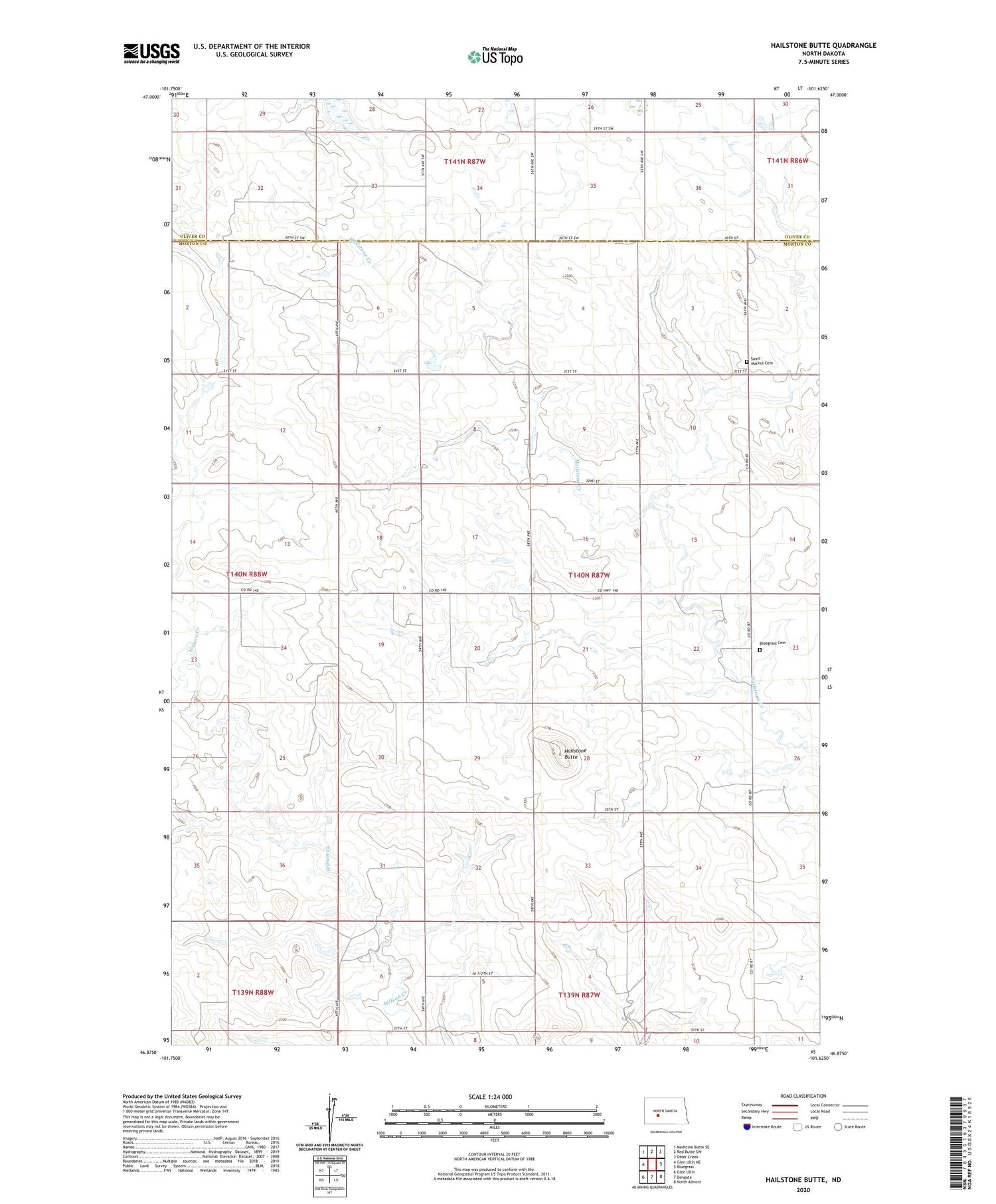 Hailstone Butte North Dakota US Topo Map Image