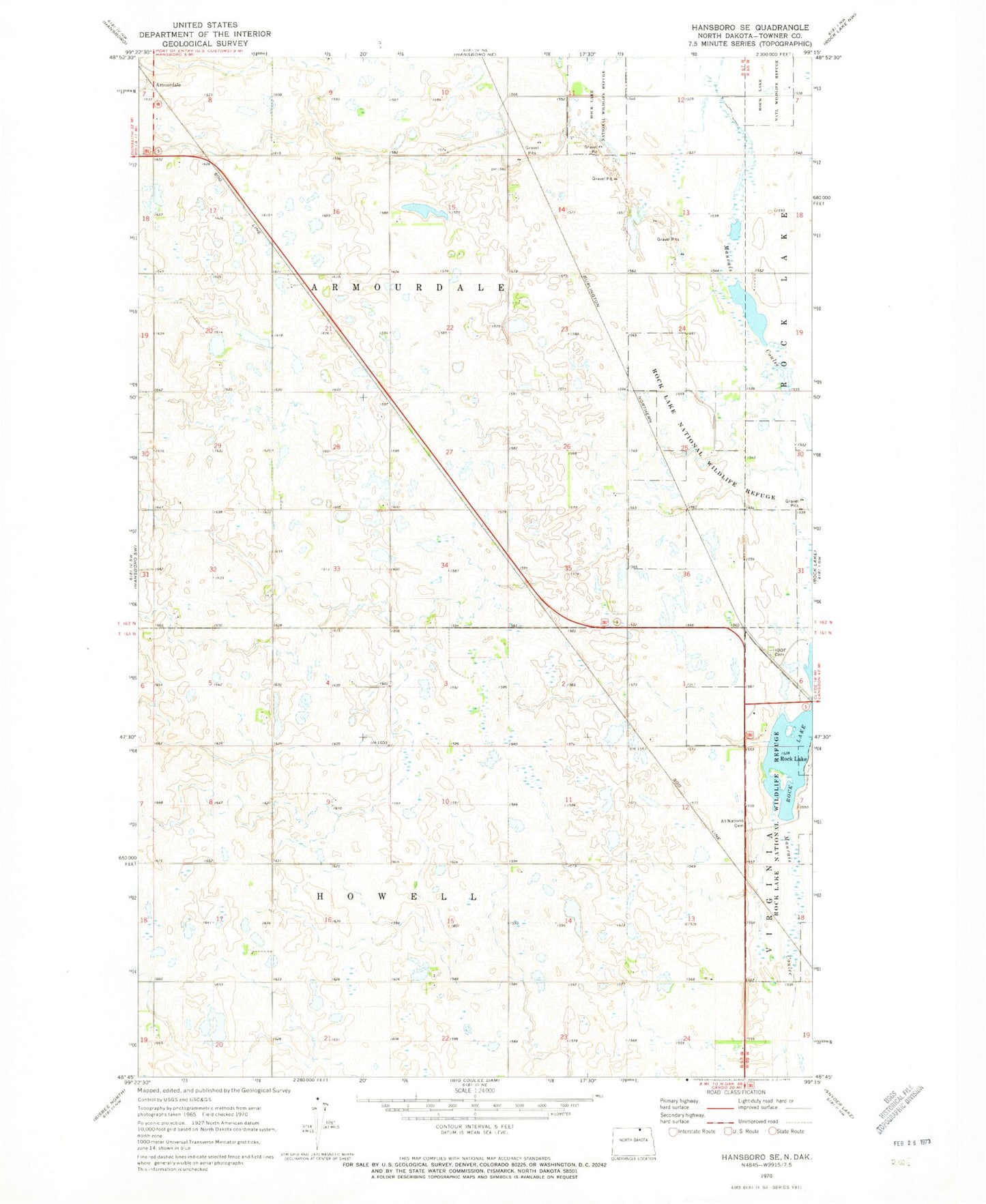 Classic USGS Hansboro SE North Dakota 7.5'x7.5' Topo Map Image