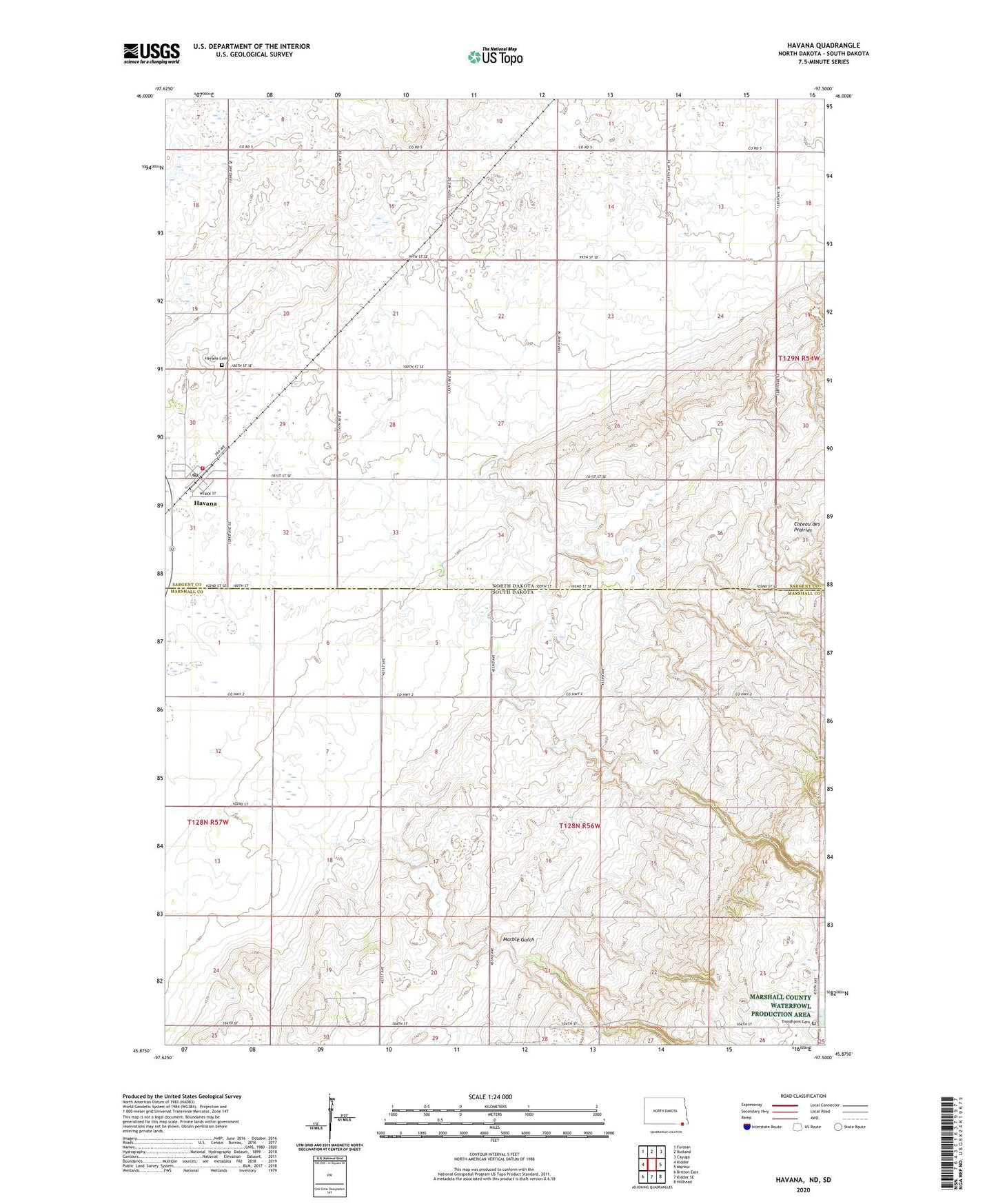 Havana North Dakota US Topo Map Image