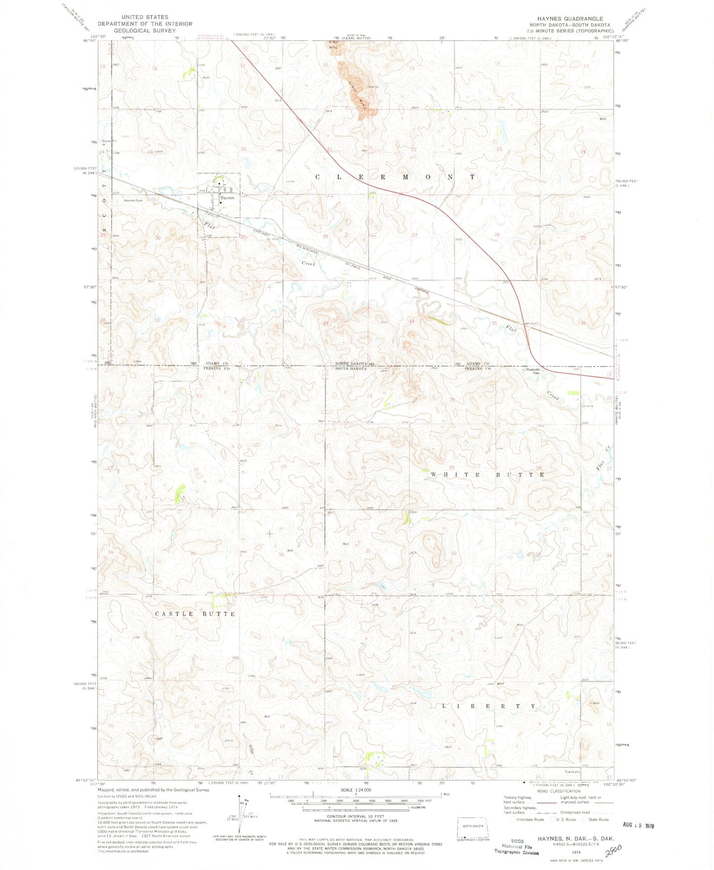 Classic USGS Haynes North Dakota 7.5'x7.5' Topo Map Image