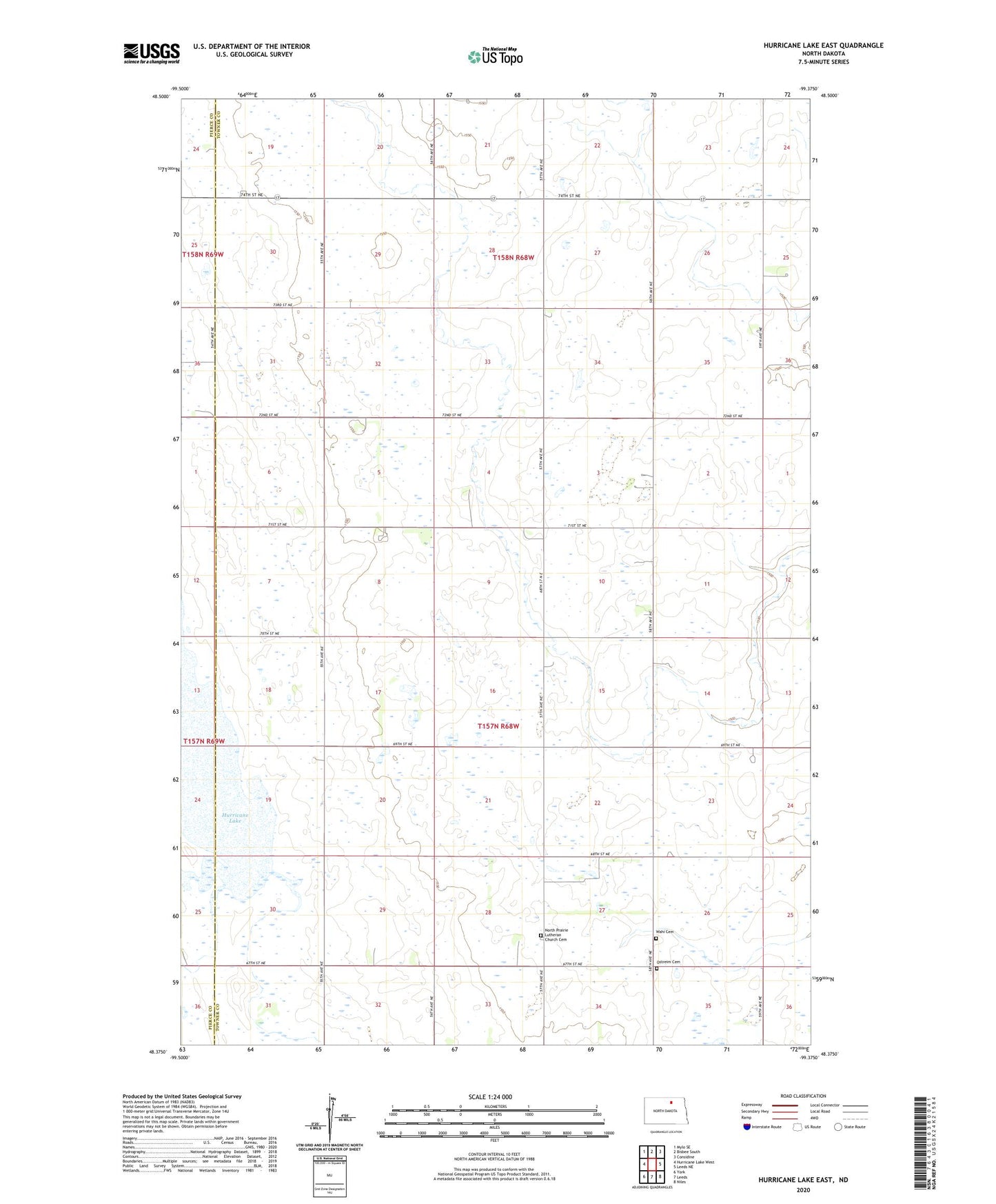 Hurricane Lake East North Dakota US Topo Map Image