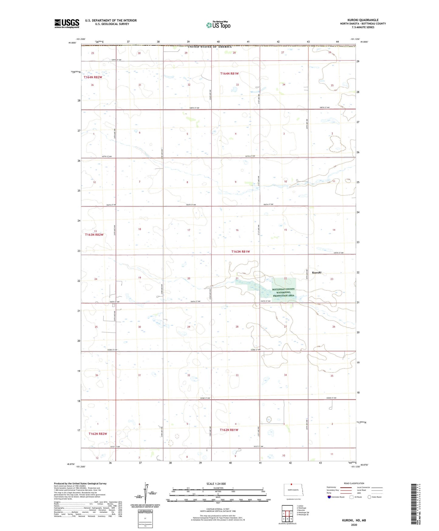Kuroki North Dakota US Topo Map Image