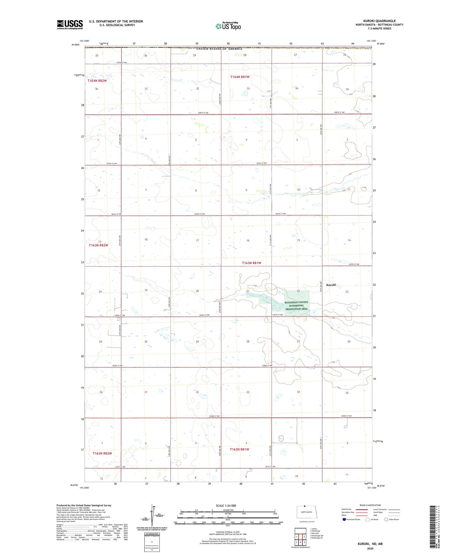 Kuroki North Dakota US Topo Map Image
