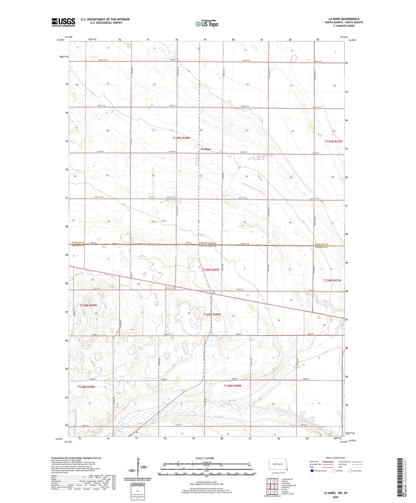 La Mars North Dakota US Topo Map Image